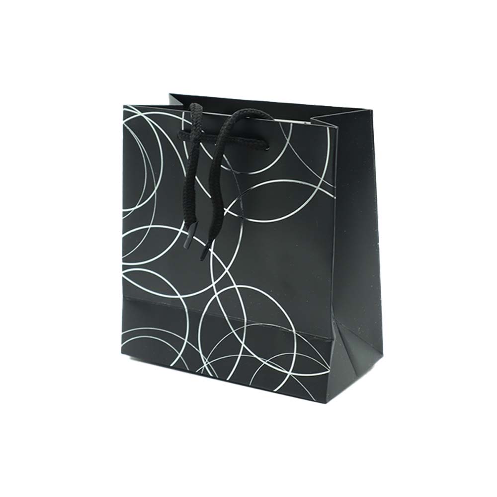 Gift Paper Bag Silver Cirlces 14x15cm Extra Small