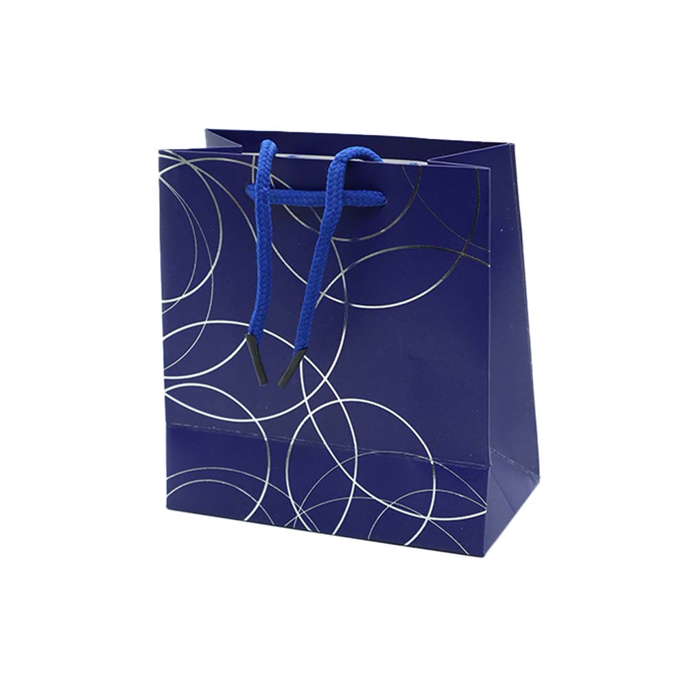 Gift Paper Bag Silver Cirlces 14x15cm Extra Small