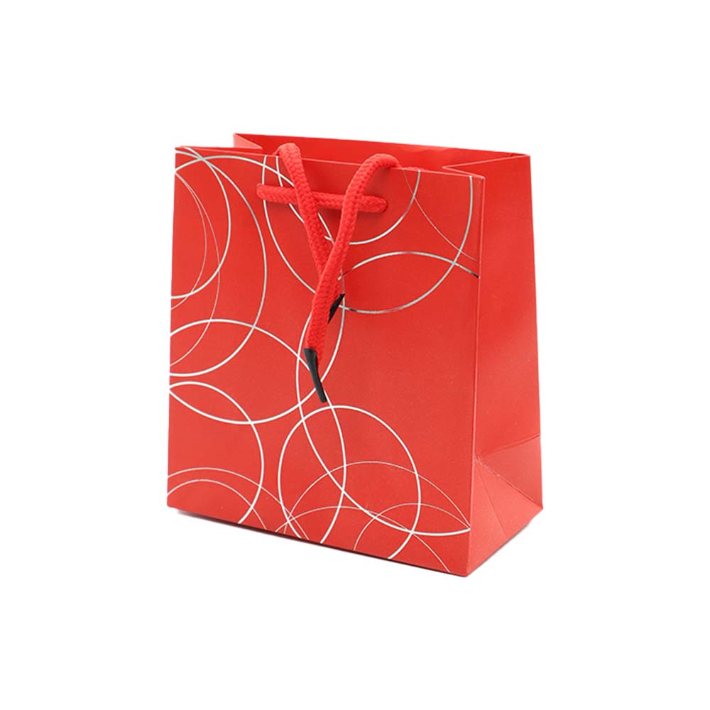 Gift Paper Bag Silver Cirlces 14x15cm Extra Small