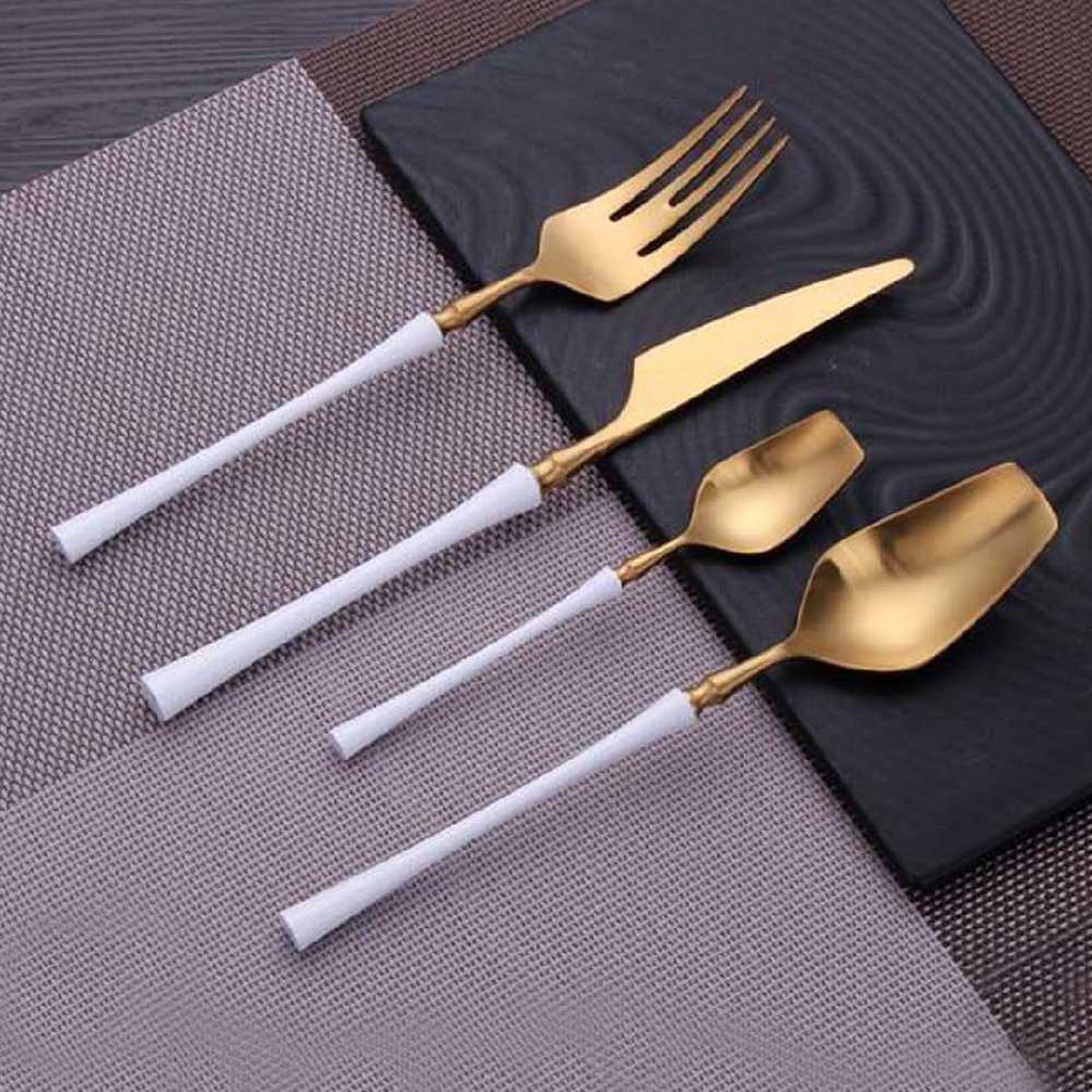 Cutlery Set Stainless Steel White Gold 4pc Set