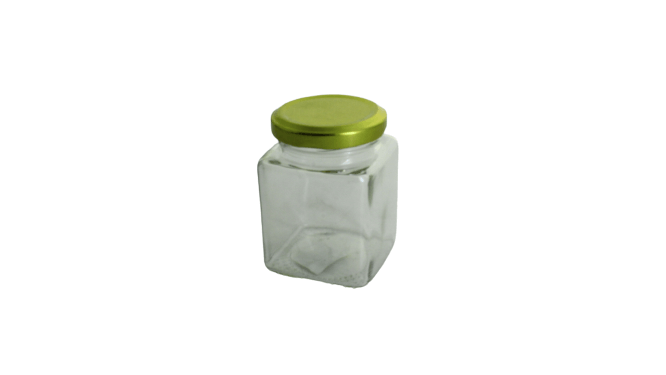 Glass Canister Storage Jar Square 200ml with Metal Steel Lid GL2813