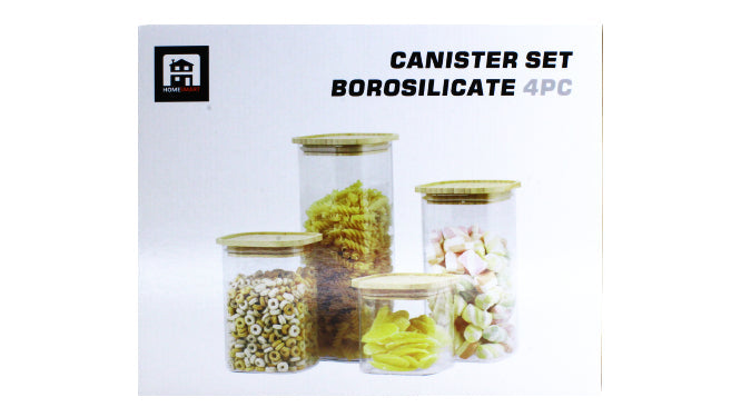 Glass Canister Set Borosilicate 4pc GL2851