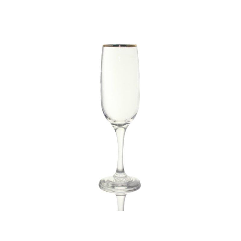 Glass Tumbler 215ml Stemmed Champagne with Gold Rim