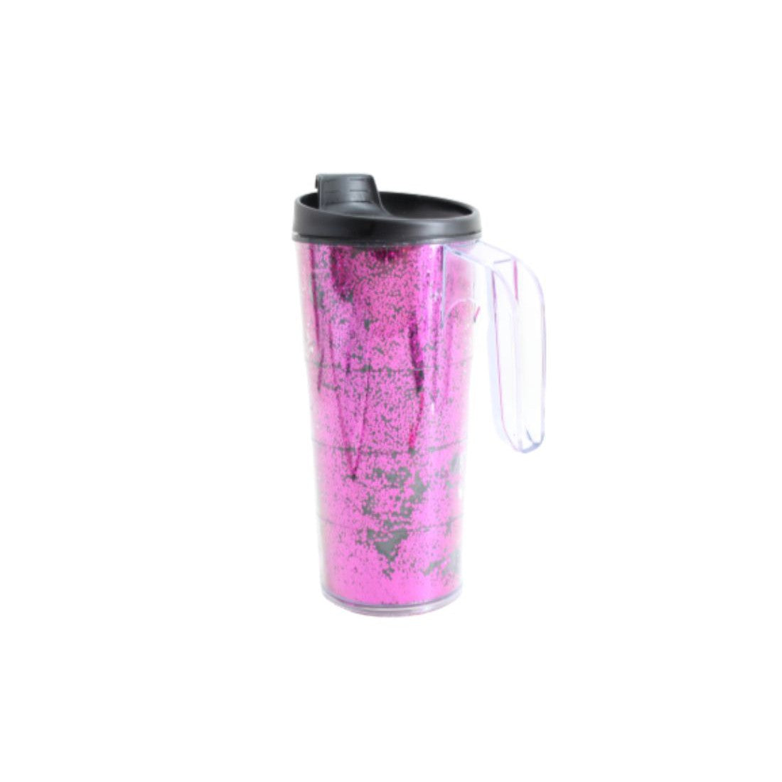 Carry Flask Mug Cup Purple Glitter Decal with Handle