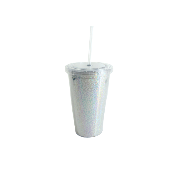 Acrylic Smoothie Tumbler 450ml with Straw and Lid Sparkle XBOT109