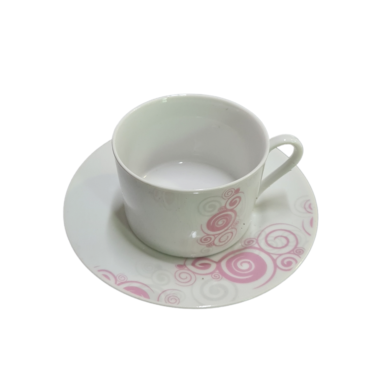 Porcelian Square Cup and Saucer Set White with Print SGN1233
