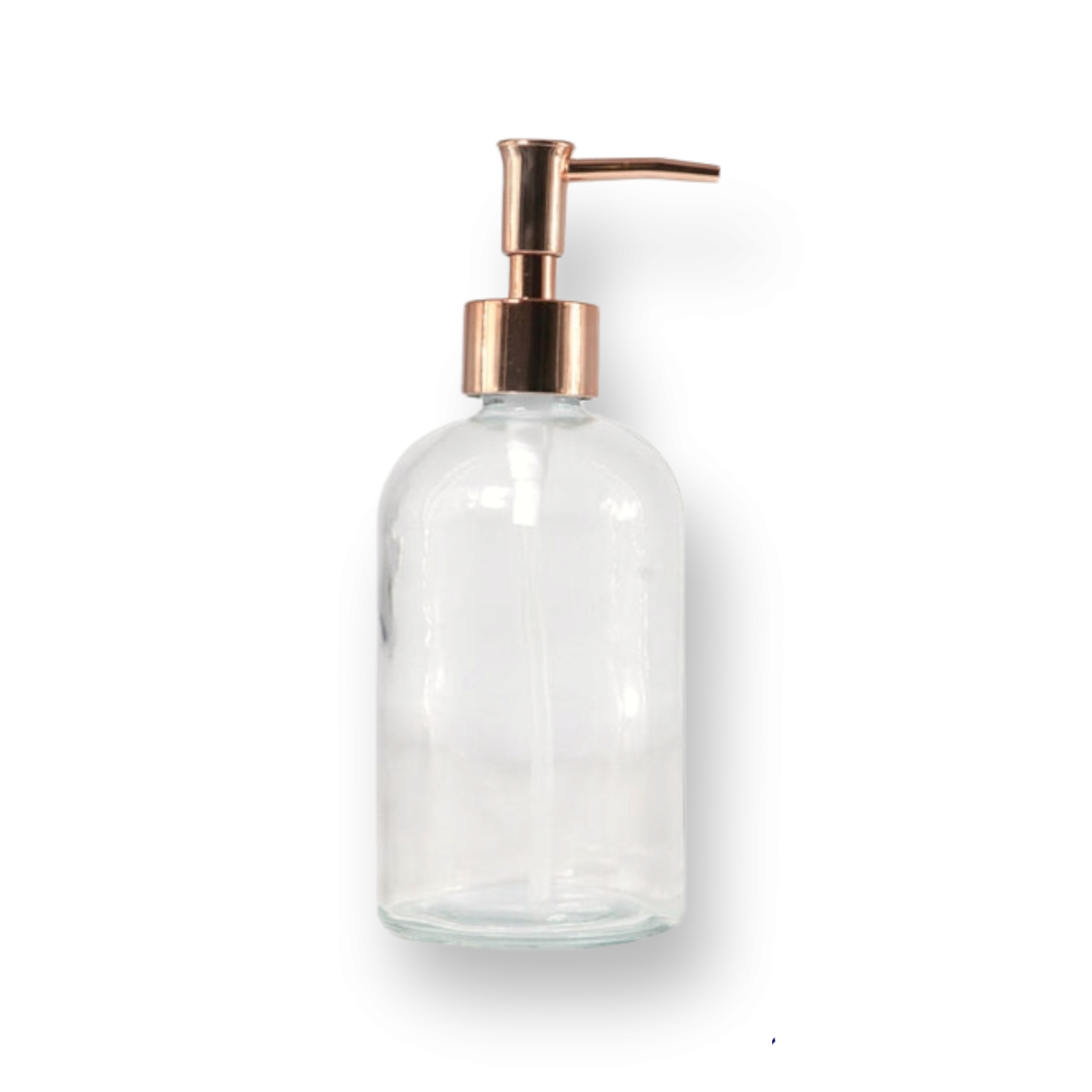 Regent Glass Dispenser Round 500ml Soap with Rose Gold Plastic Pump 26129