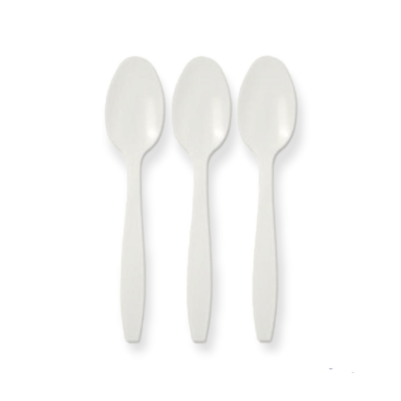 Plastic Disposable Dessert Spoons Disposable White 100s