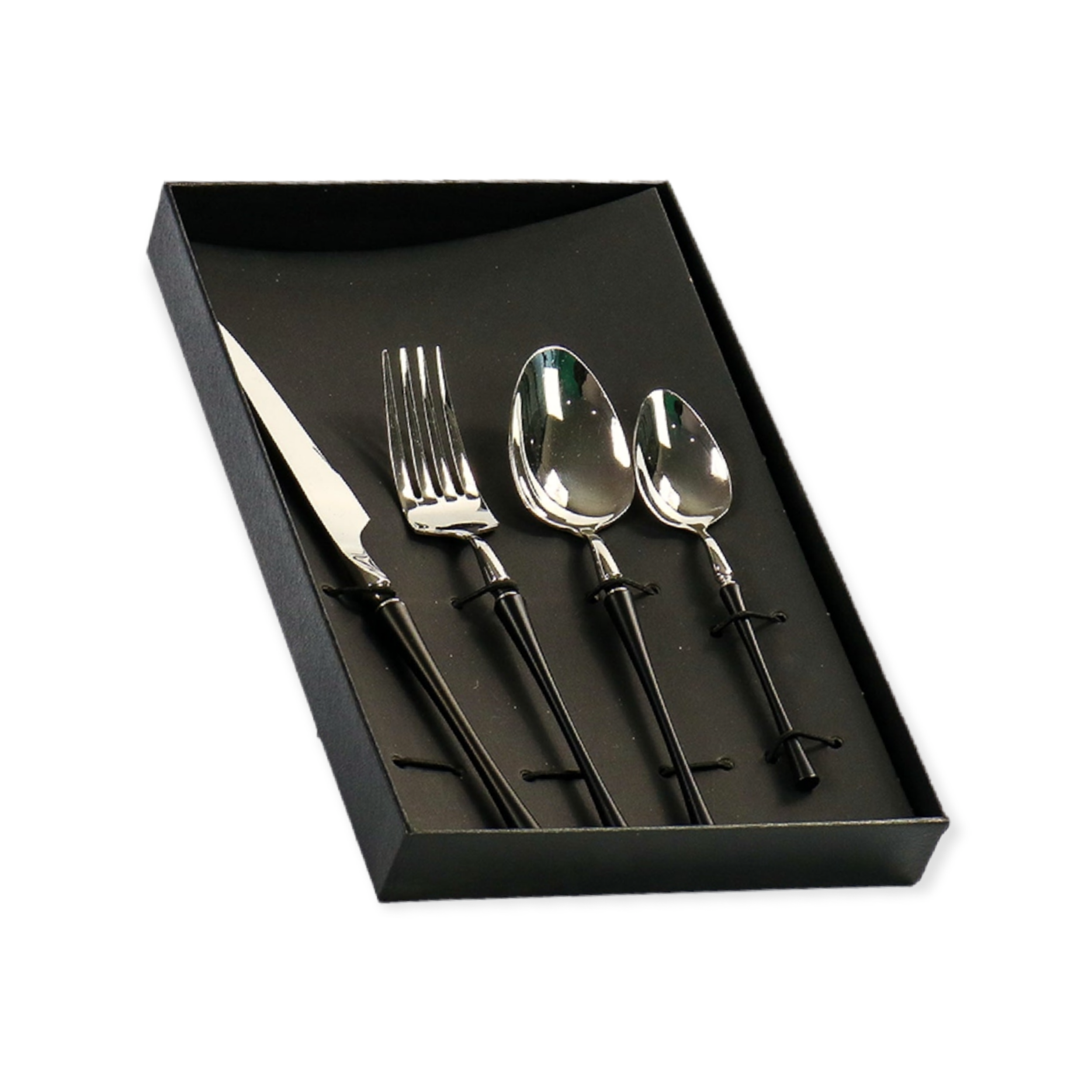 Cutlery Set Stainless Steel 4pc Black Silver 013