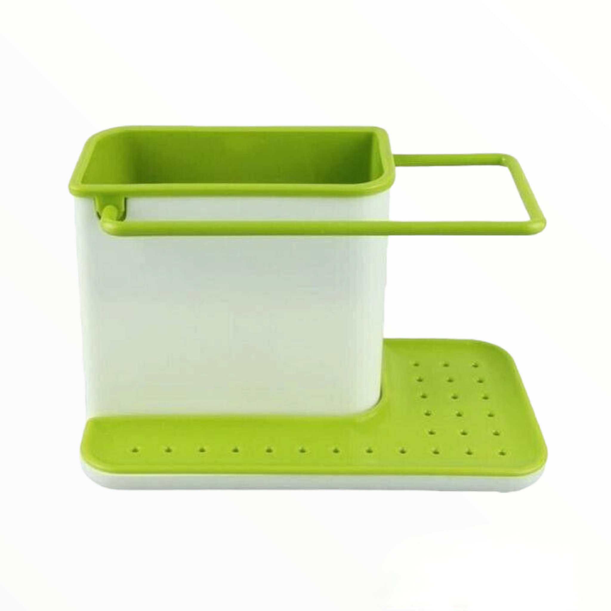 Kitchen Sink Organiser 3 in1 Plastic Storage Cutlery Rack Green and White
