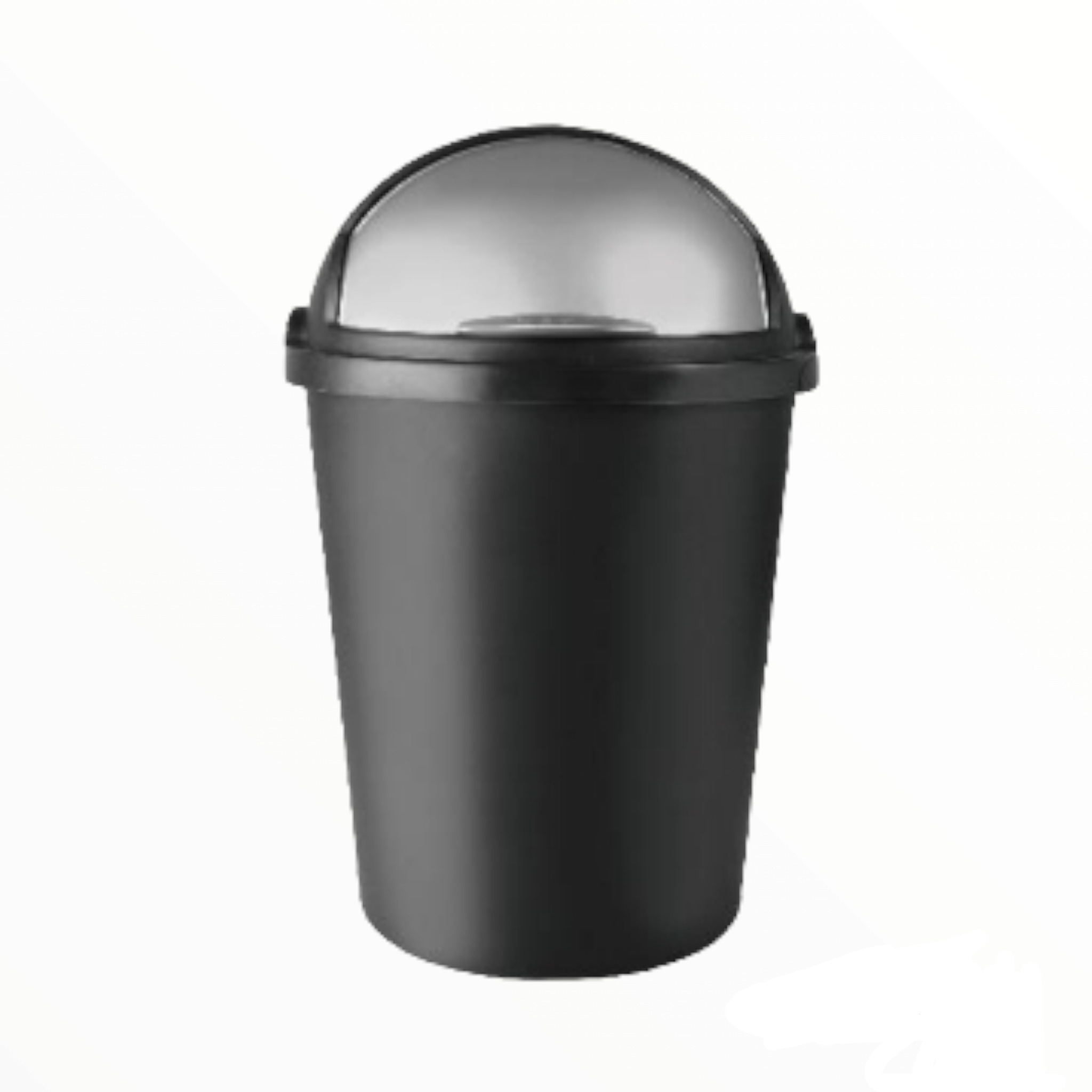 Plastic Dustbin 50L Black with Silver Flip Lid