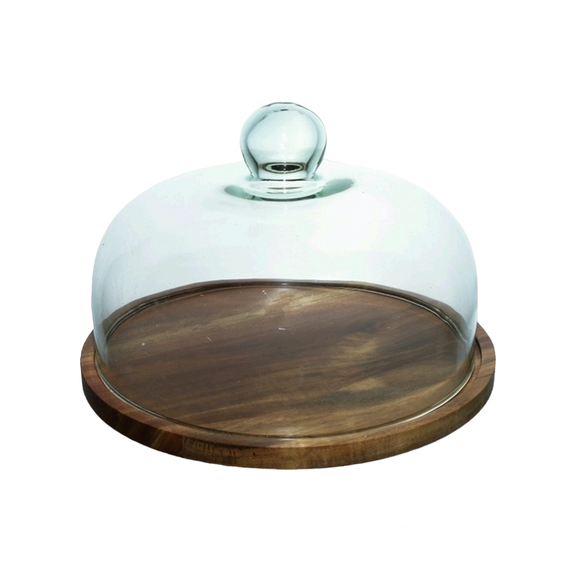 Glass Patisserie Cake Dome Server with Acacia Base Turntable 34564