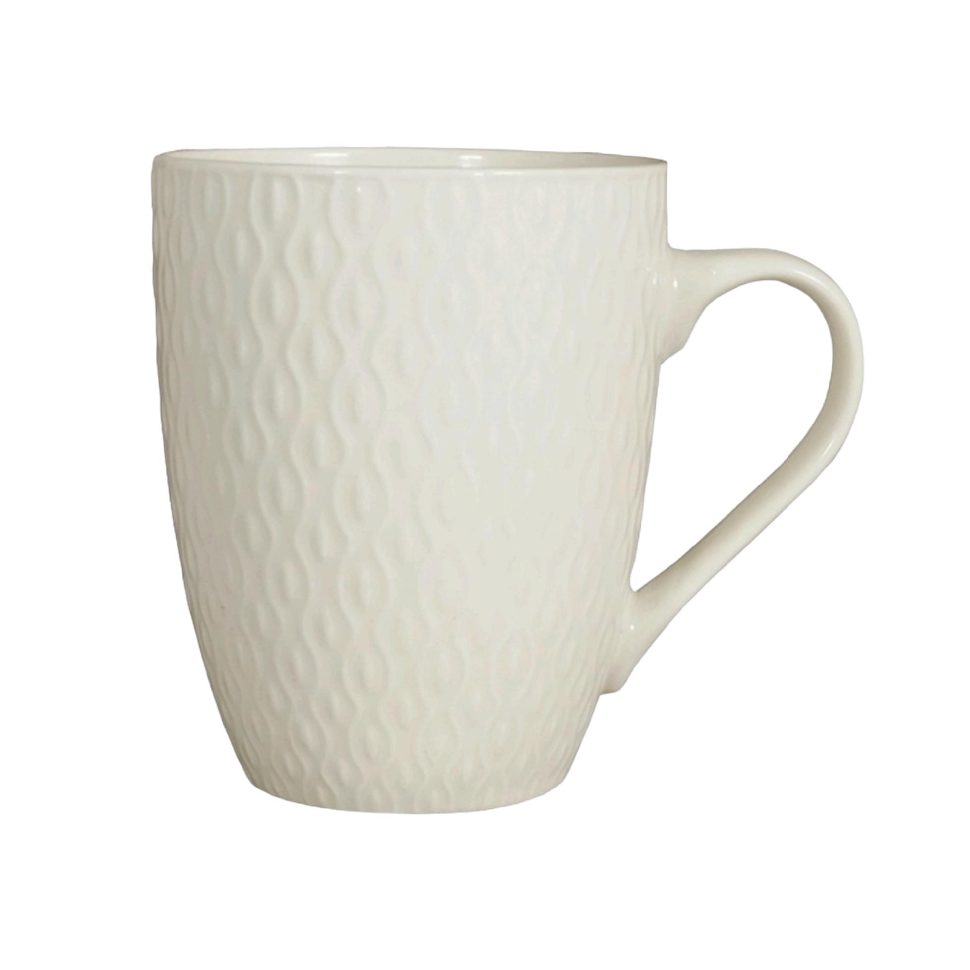 Ceramic Coffee Mug Embossed White 385ml 34528