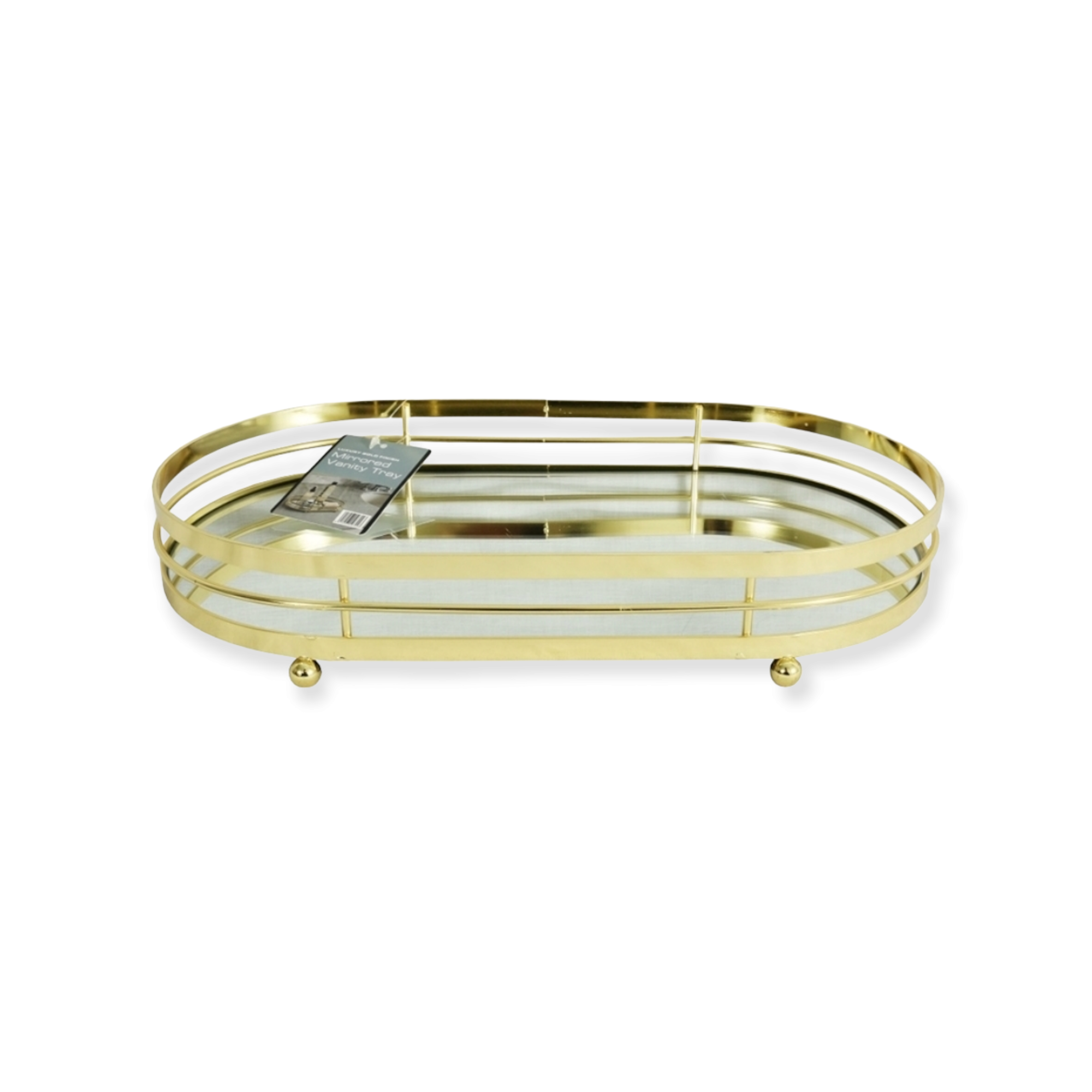 Mirror Tray 1 Tier Gold Plate with Handle Round 10722