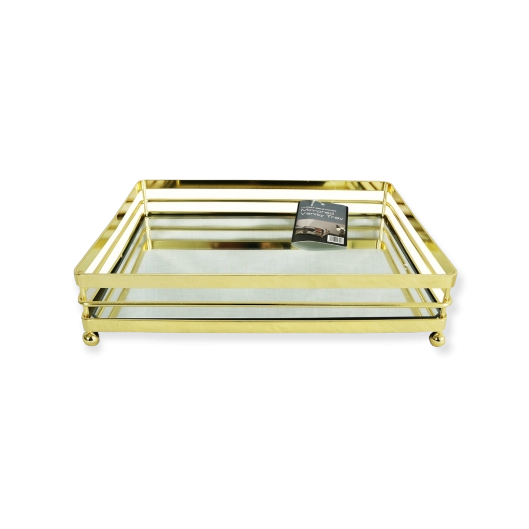 Mirror Tray 1 Tier Gold Plate with Handle Square 10721