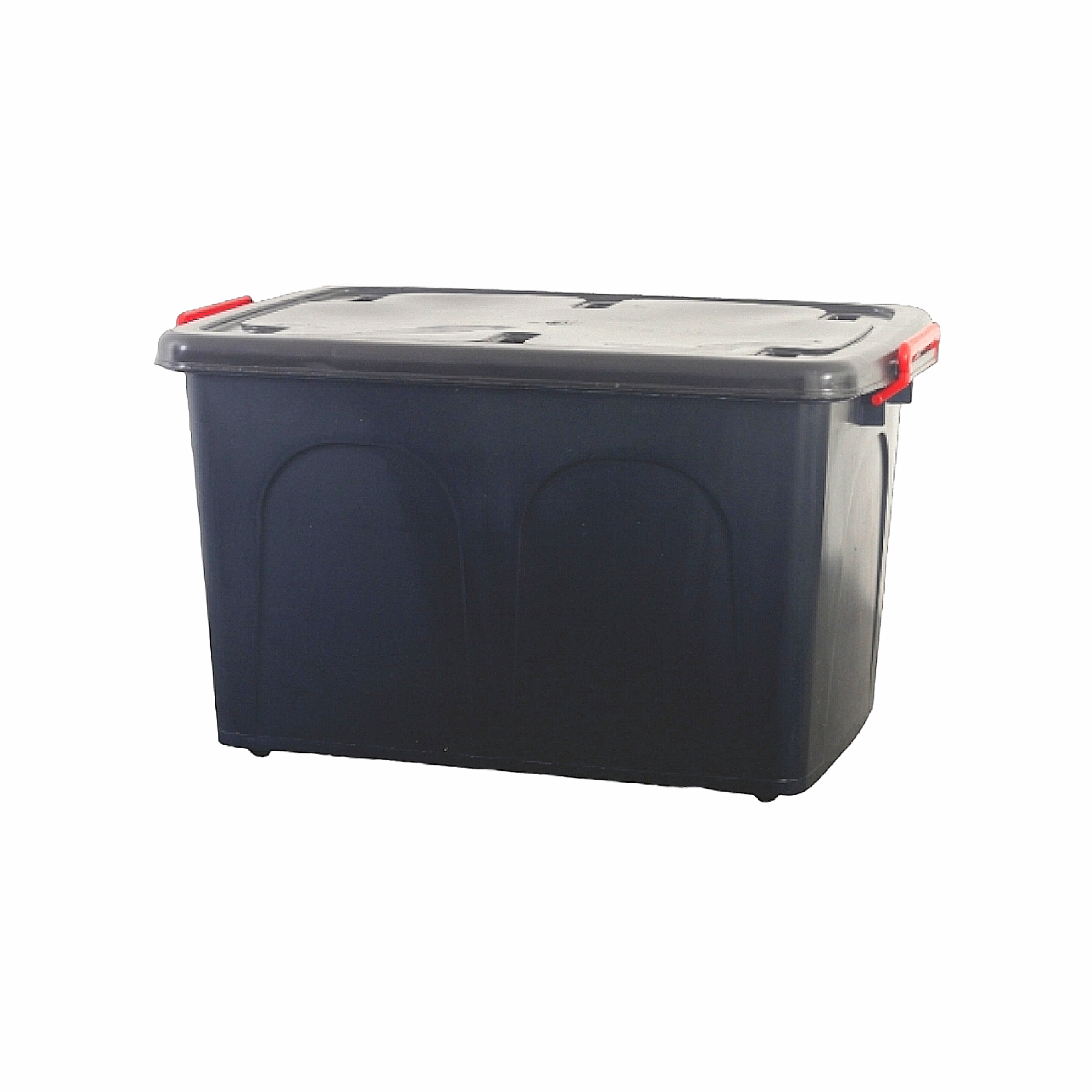 85L Storage Box Plastic Utility Container Black with Wheels
