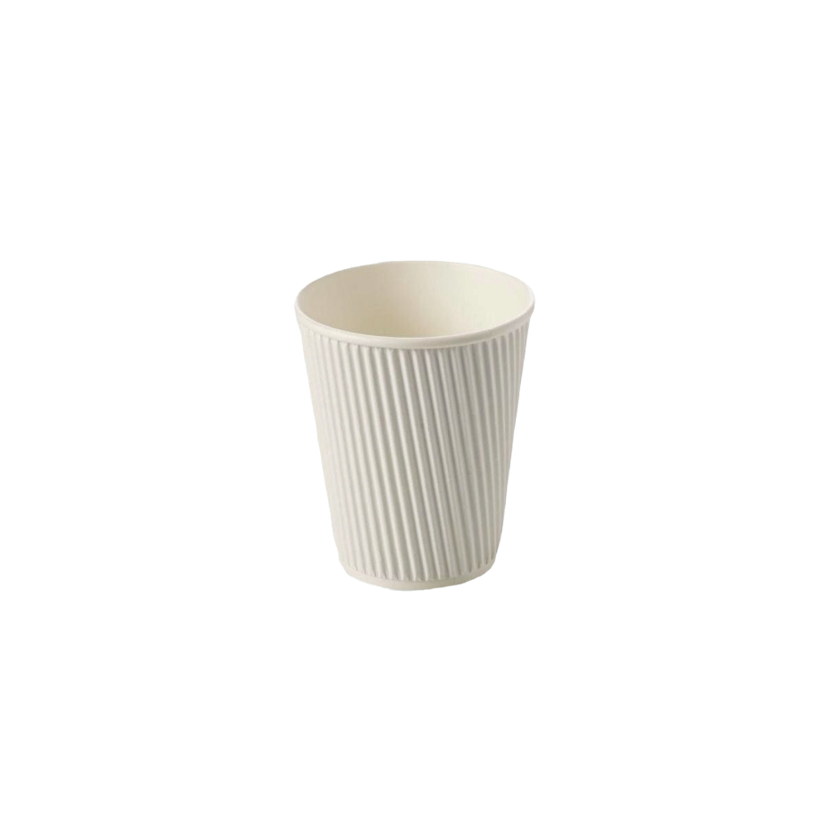 250ml Disposable Ripple Paper Coffee Cups Vertical with Black Sip Lid 5pack