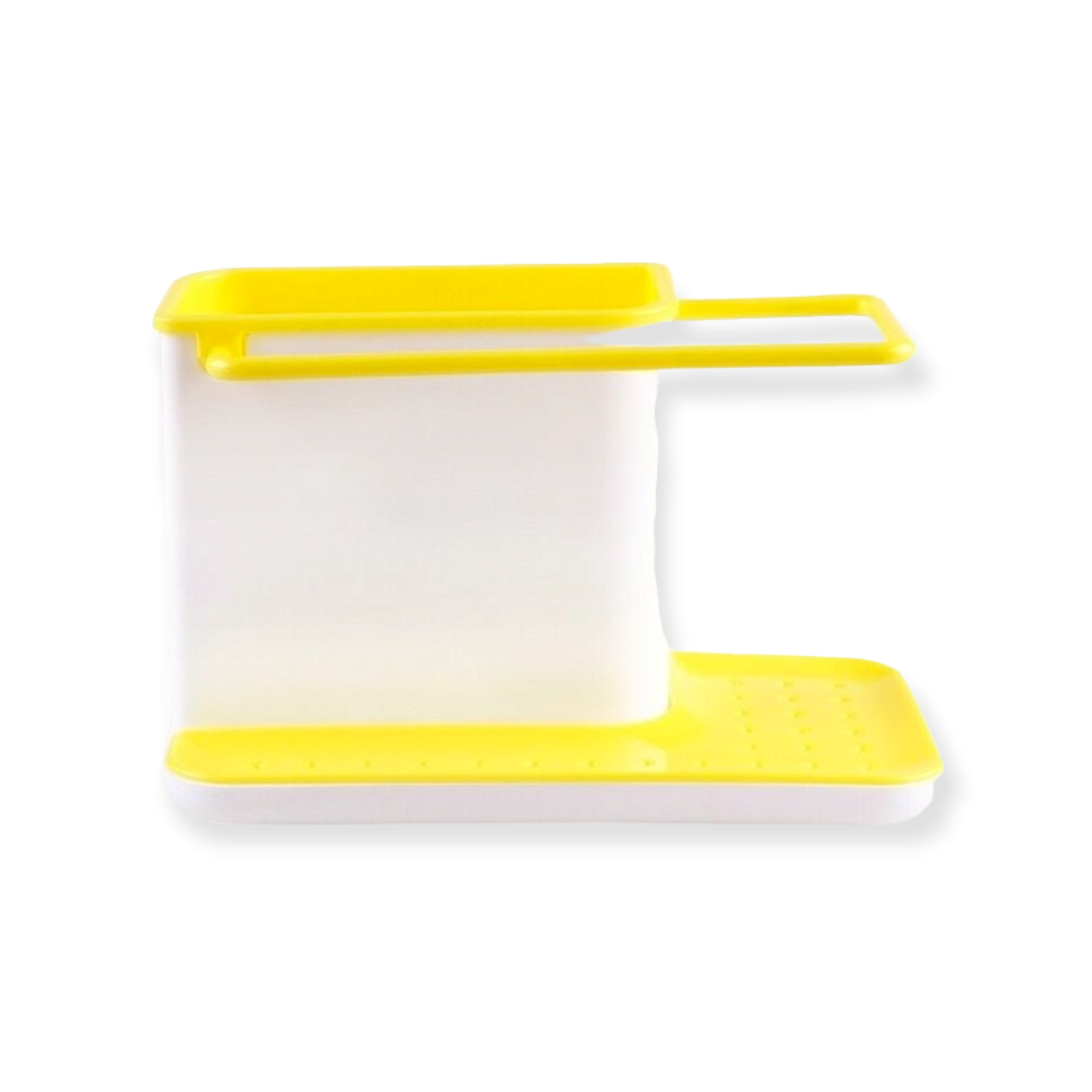 Kitchen Sink Organiser 3 in 1 Plastic Storage Cutlery Rack Yellow & White