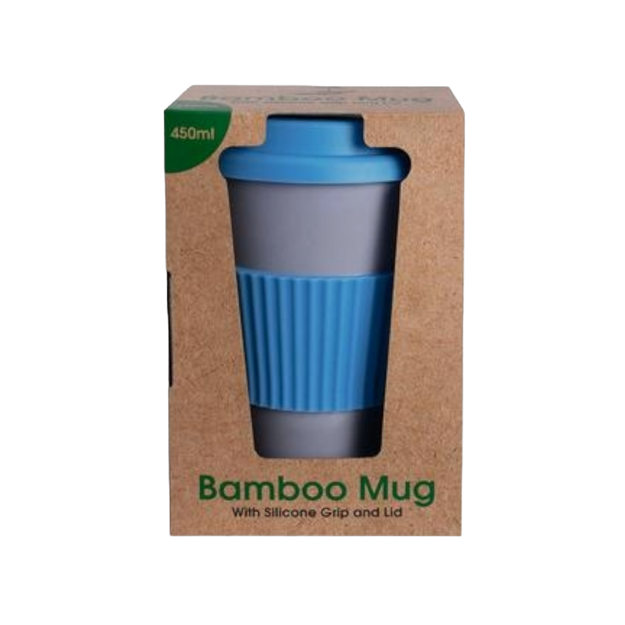 Bamboo Coffee Travel Mug Flask with Lid 7x15cm Blue 018 001000 E