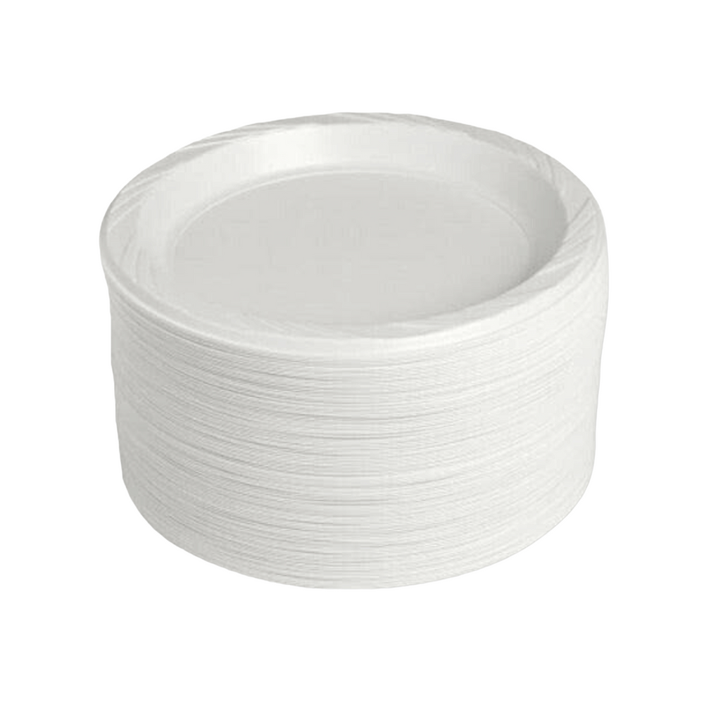 White Plastic Disposable Plates Sunshine 100s