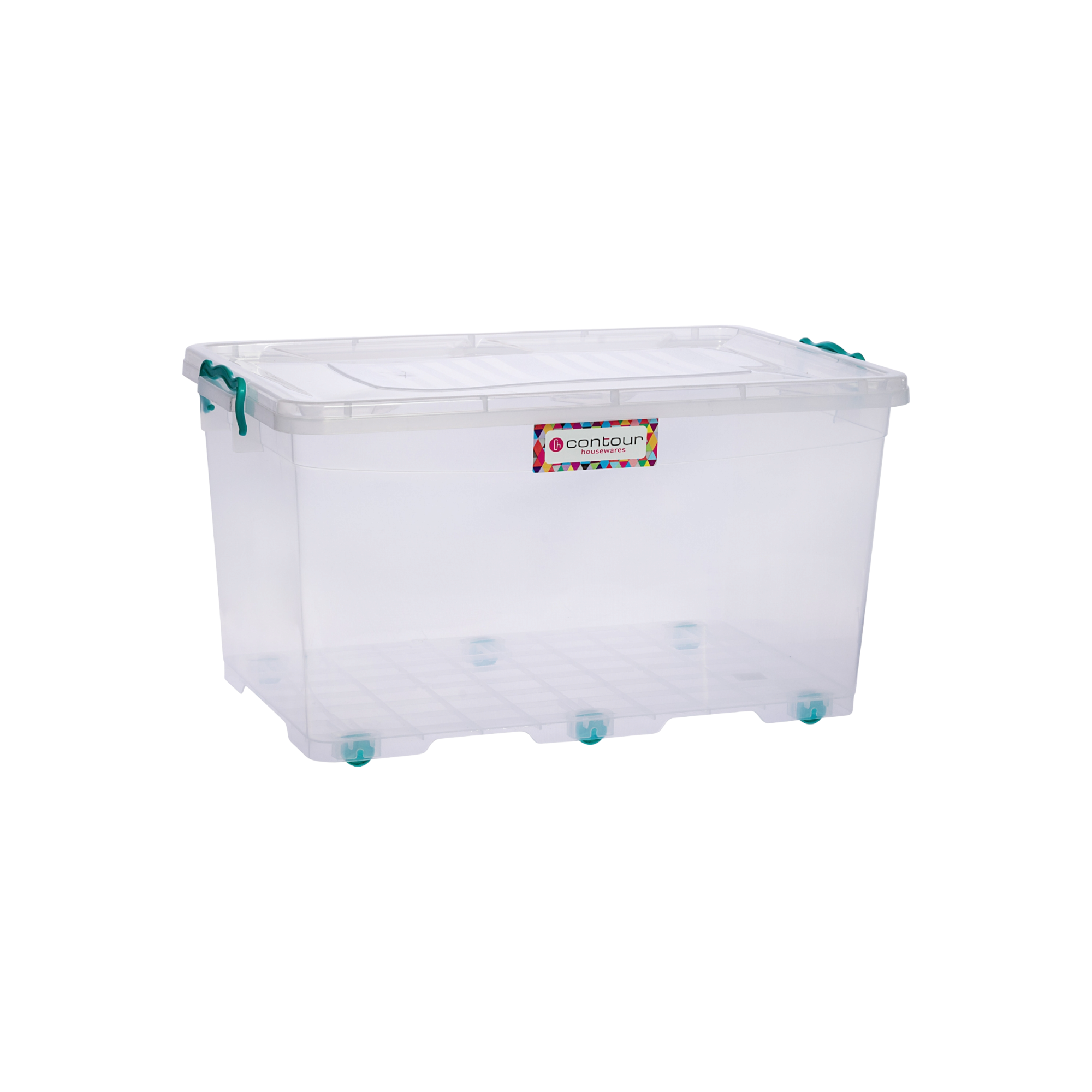 50L Contour Housewares Plastic Storage Utility Container Box Clear Buzz