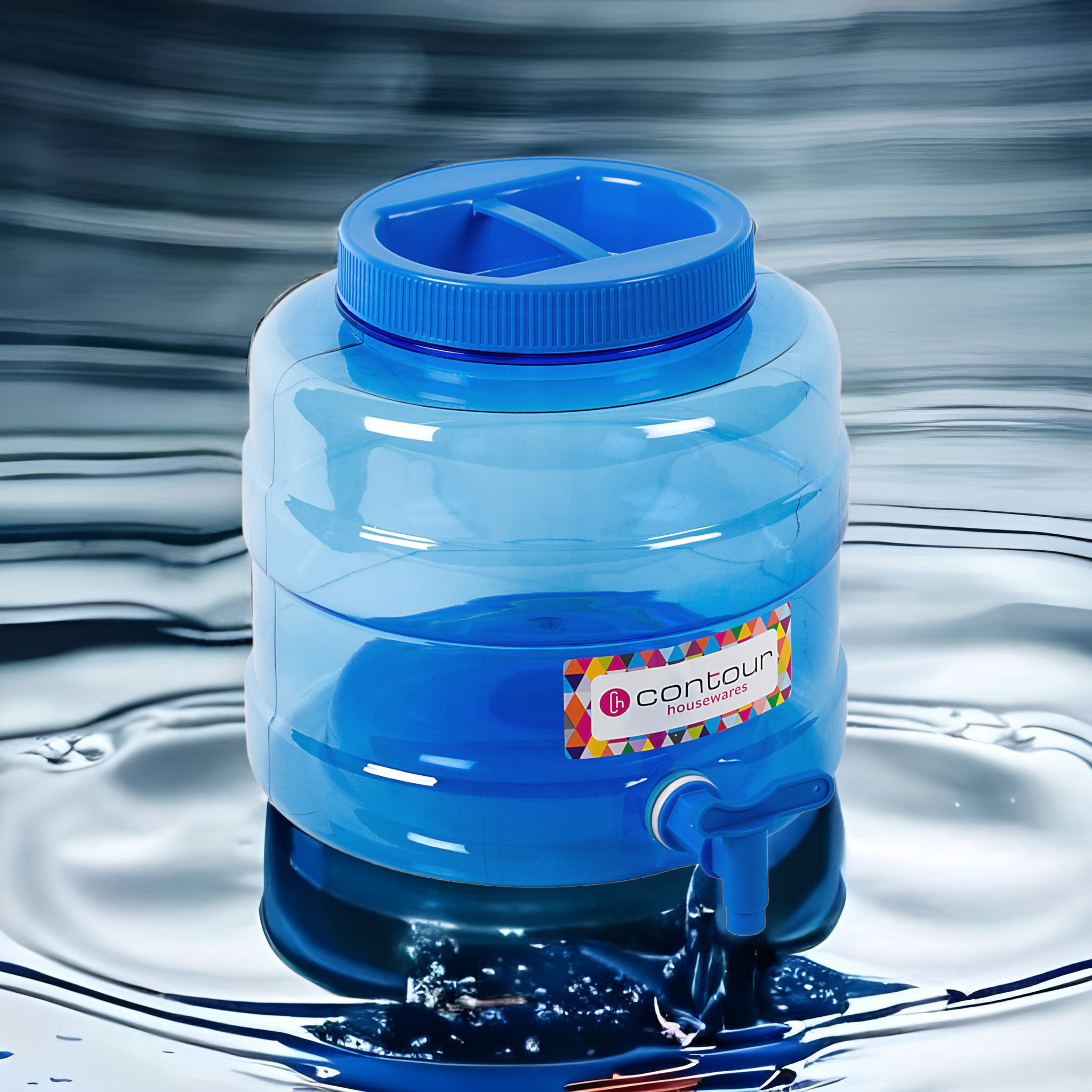 20L Water Bottle Dispenser with tap Round Blue Contour Housewares