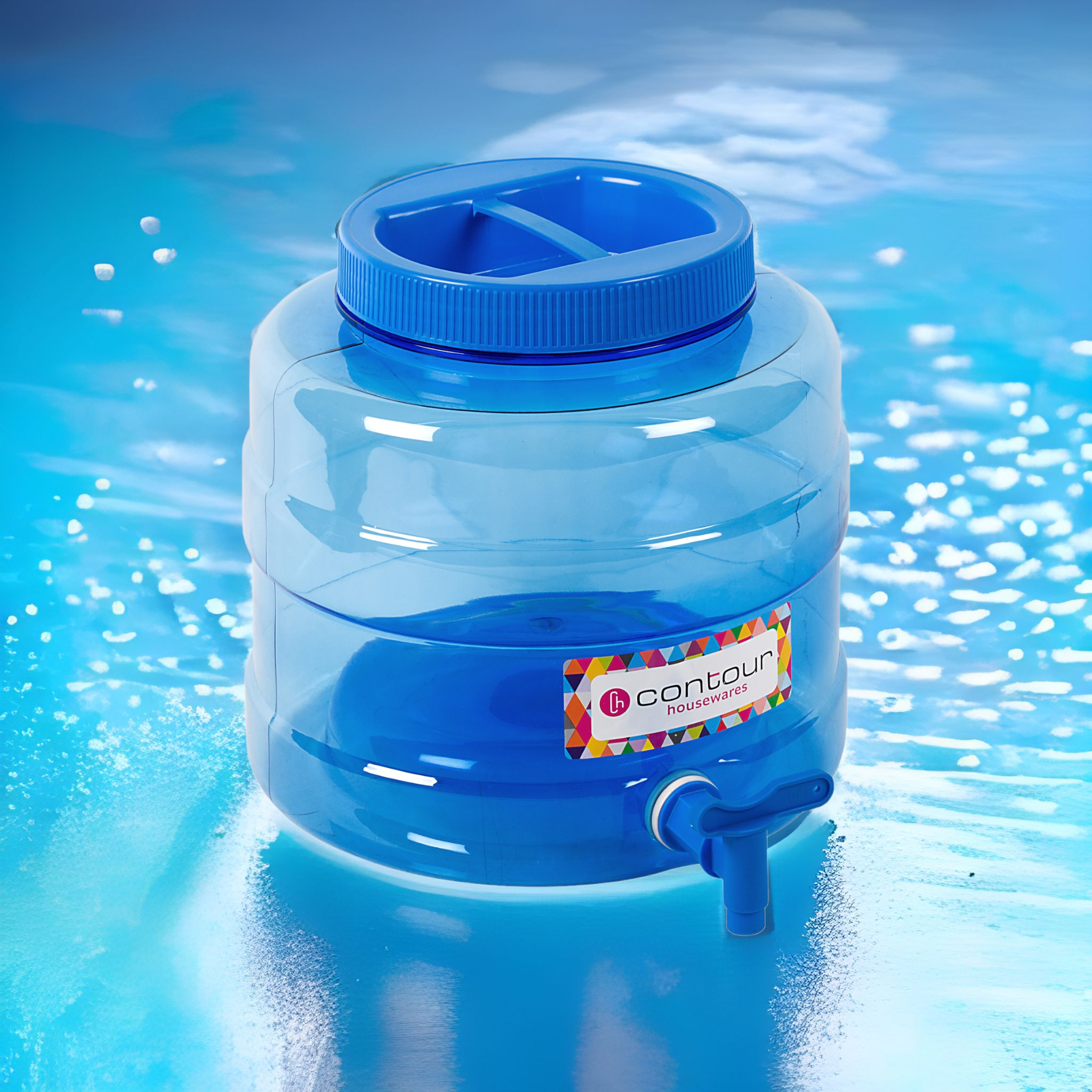 10L Water Bottle Dispenser with tap Round Blue Contour Housewares