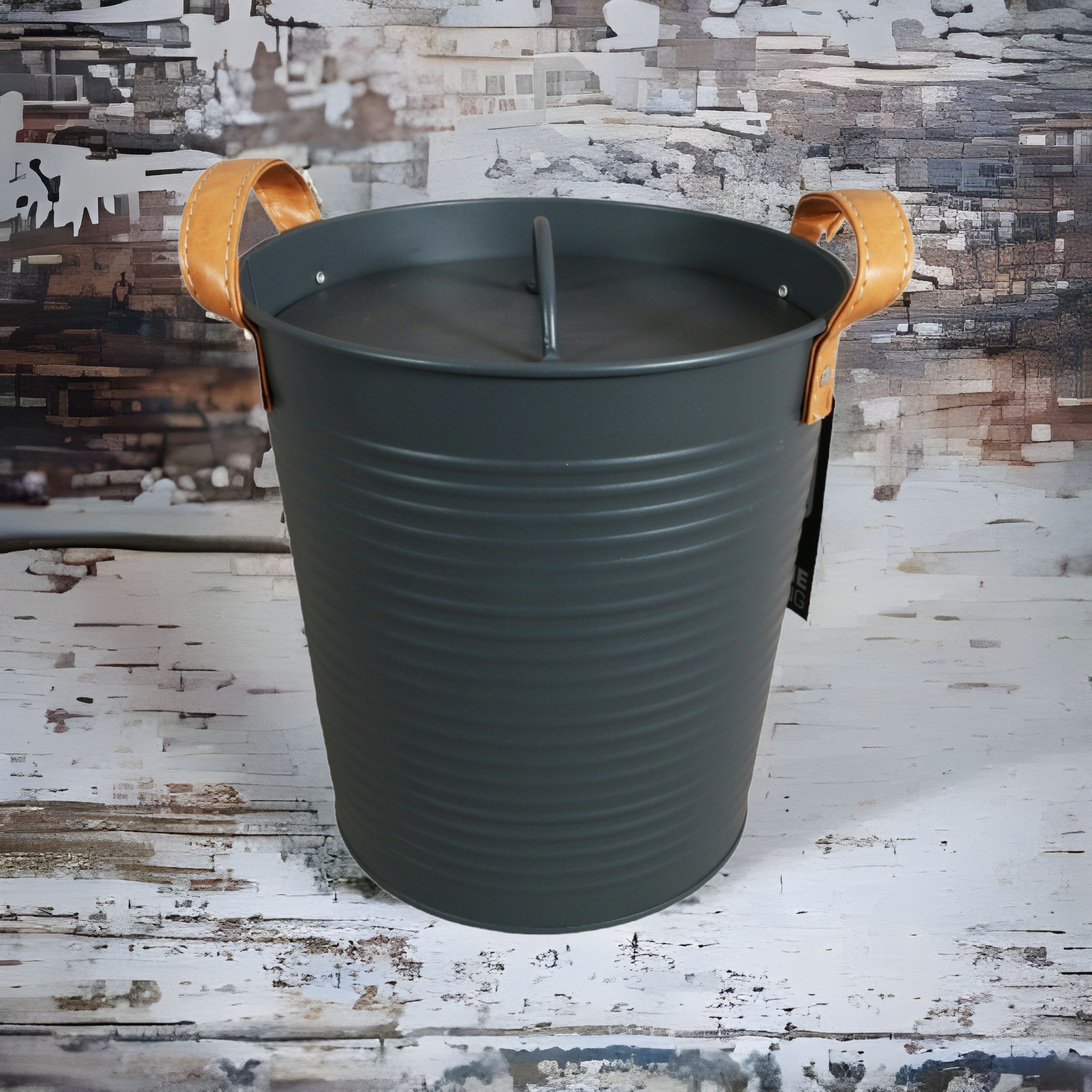 Ice Bucket Metal Charcoal With Lid 22108
