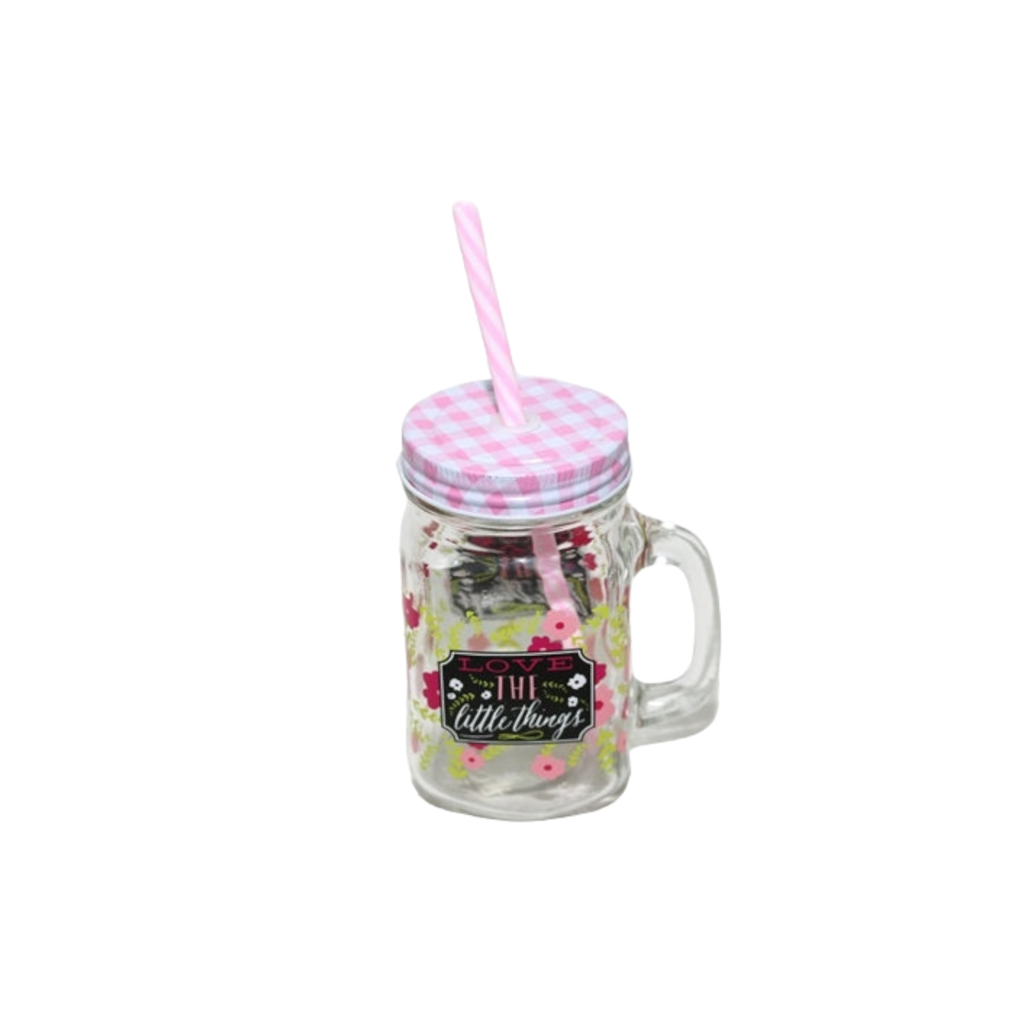 Glass Mason Jar with Straw -  Love The 26666