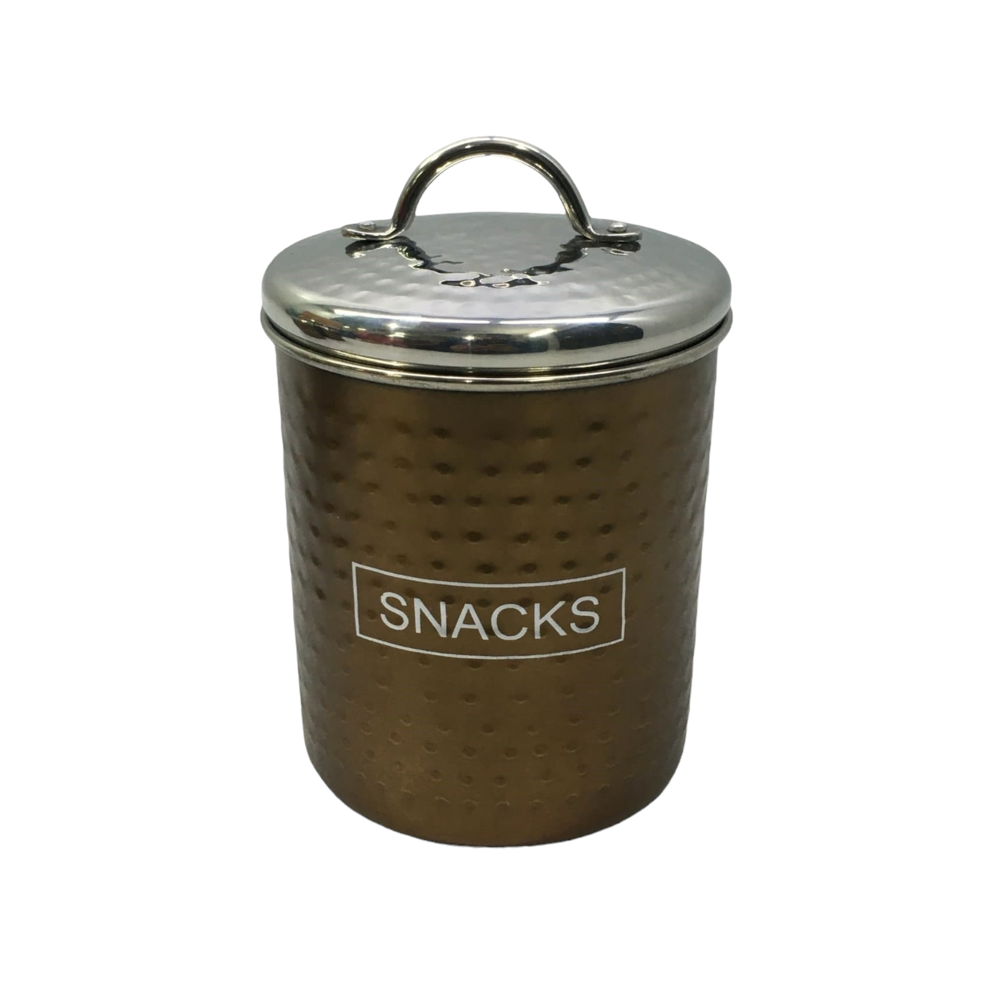 Canister Snack Tin 10x12cm Hammered Finish Stainless Steel