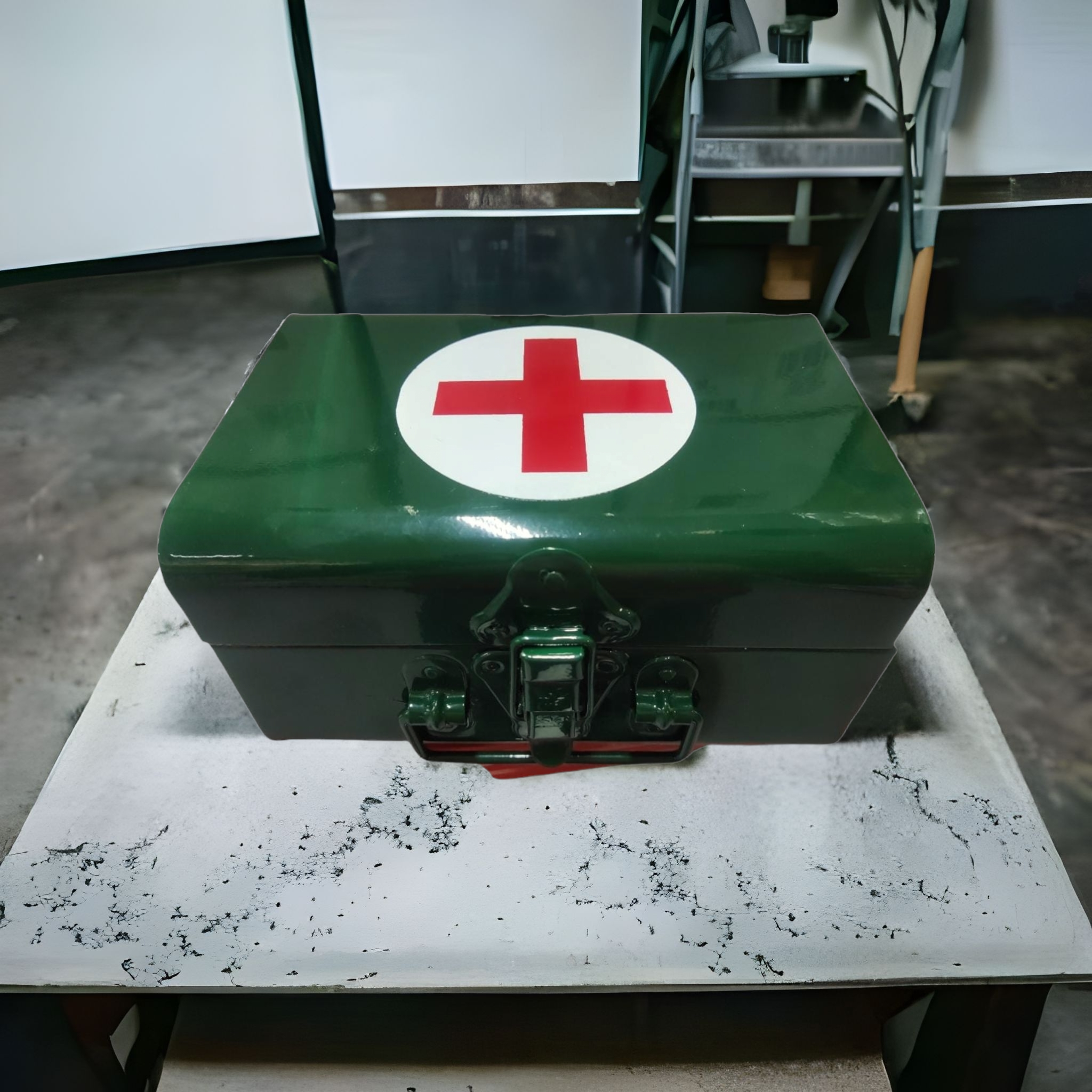 Vintage First Aid Box Galvanised - Rectangular