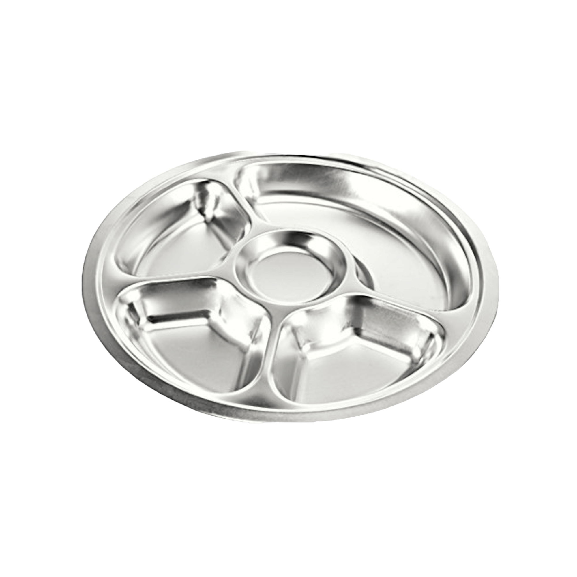 Round Stainless Steel 5 Division Snack Tray