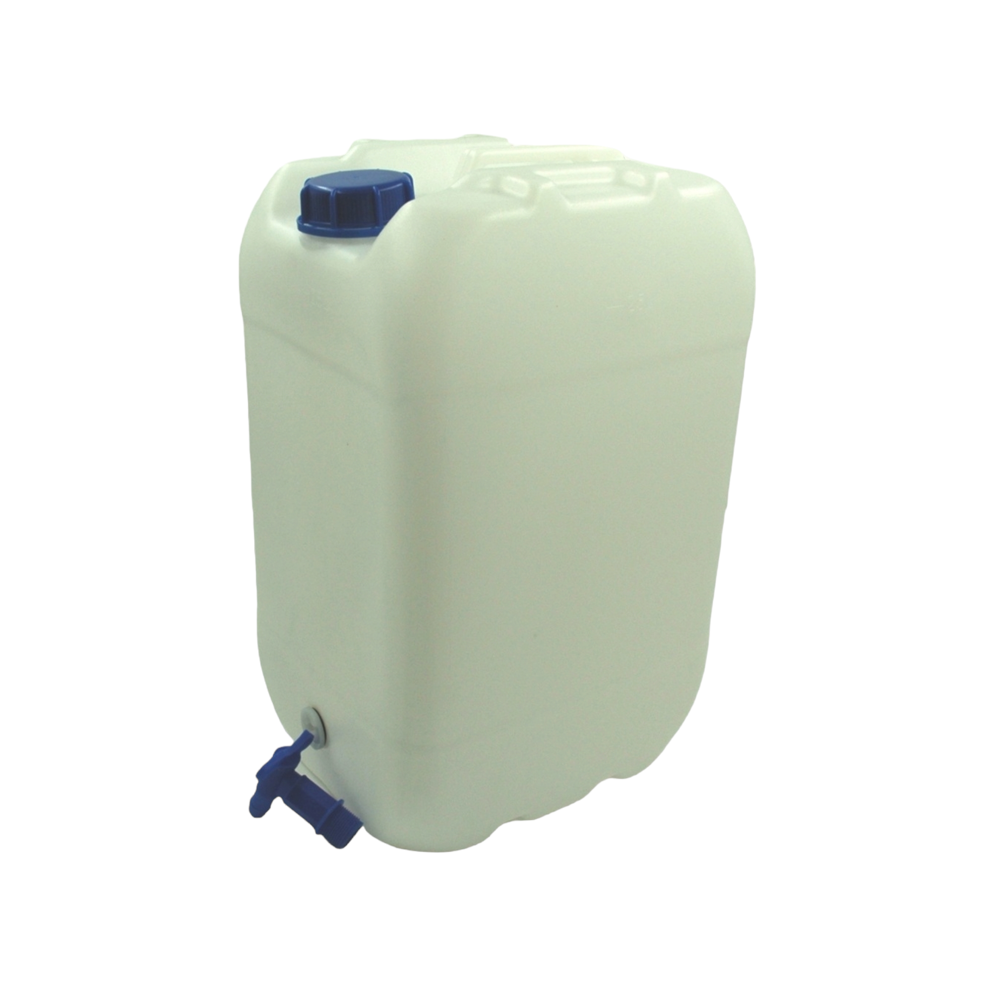 25L Plastic Jerry Can with tap and Blue Lid