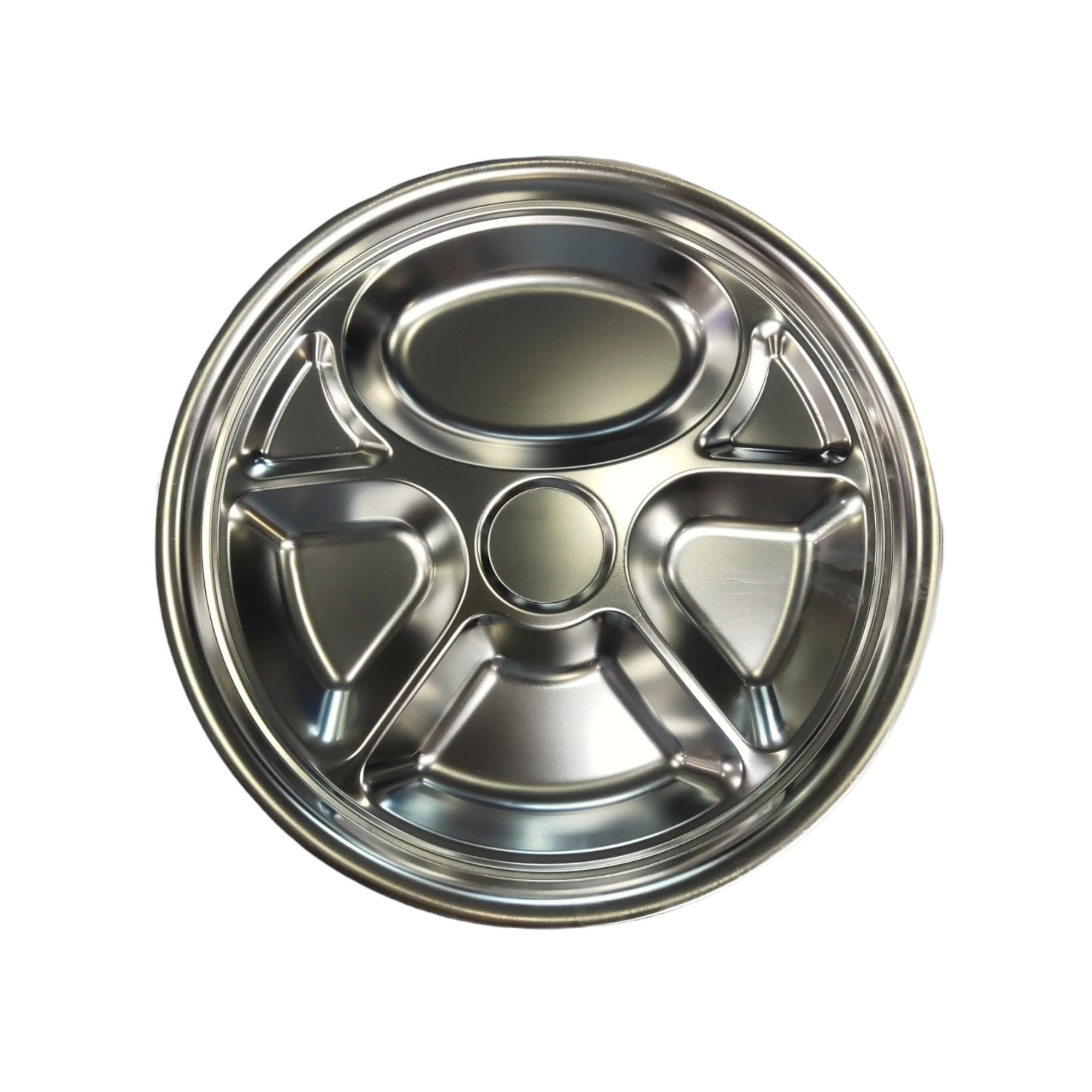 Stainless Steel Snack Tray - Serving Dinner Plate 35cm Big 7 Division-Round