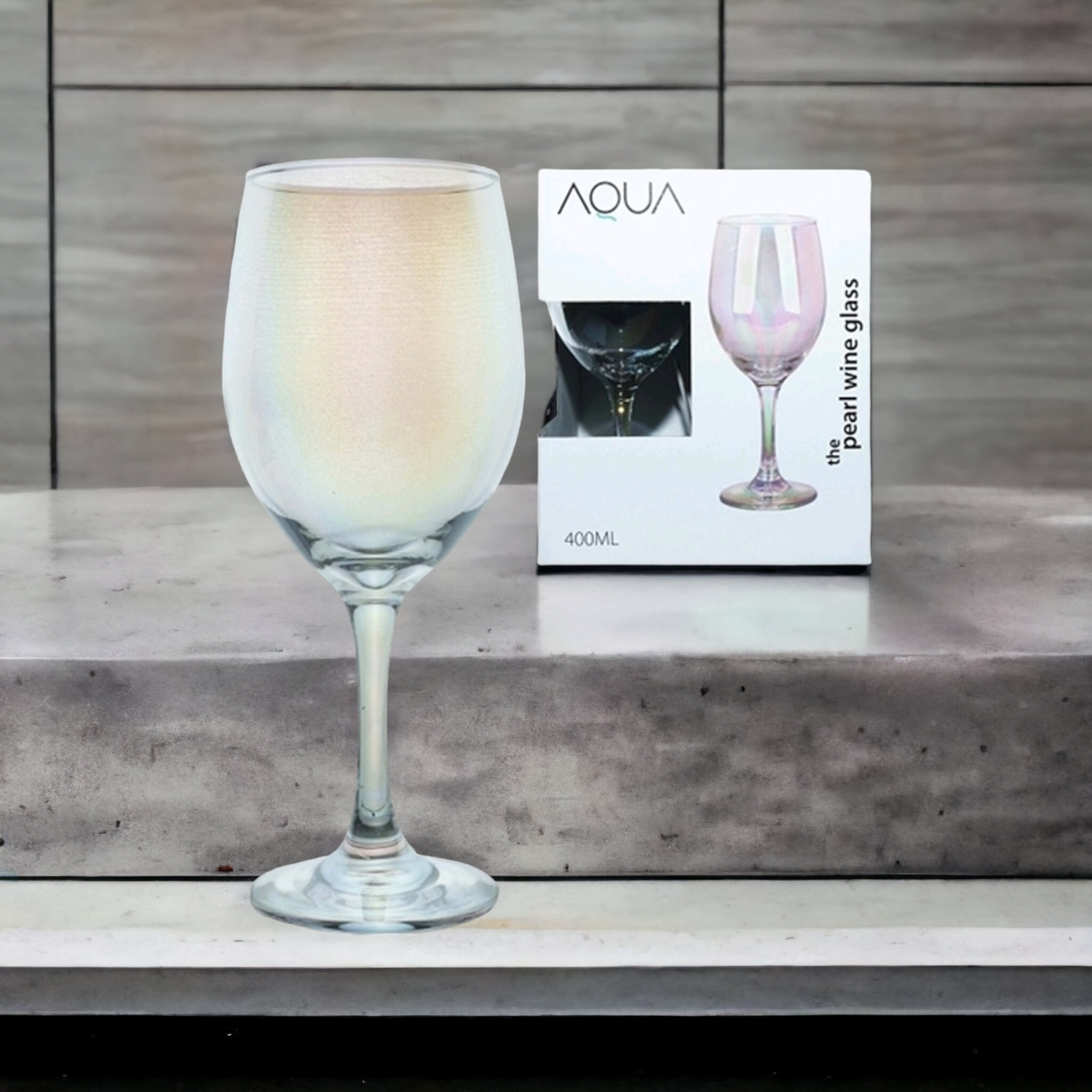Aqua Glass Tumbler 400ml Pearl Wine 4pack