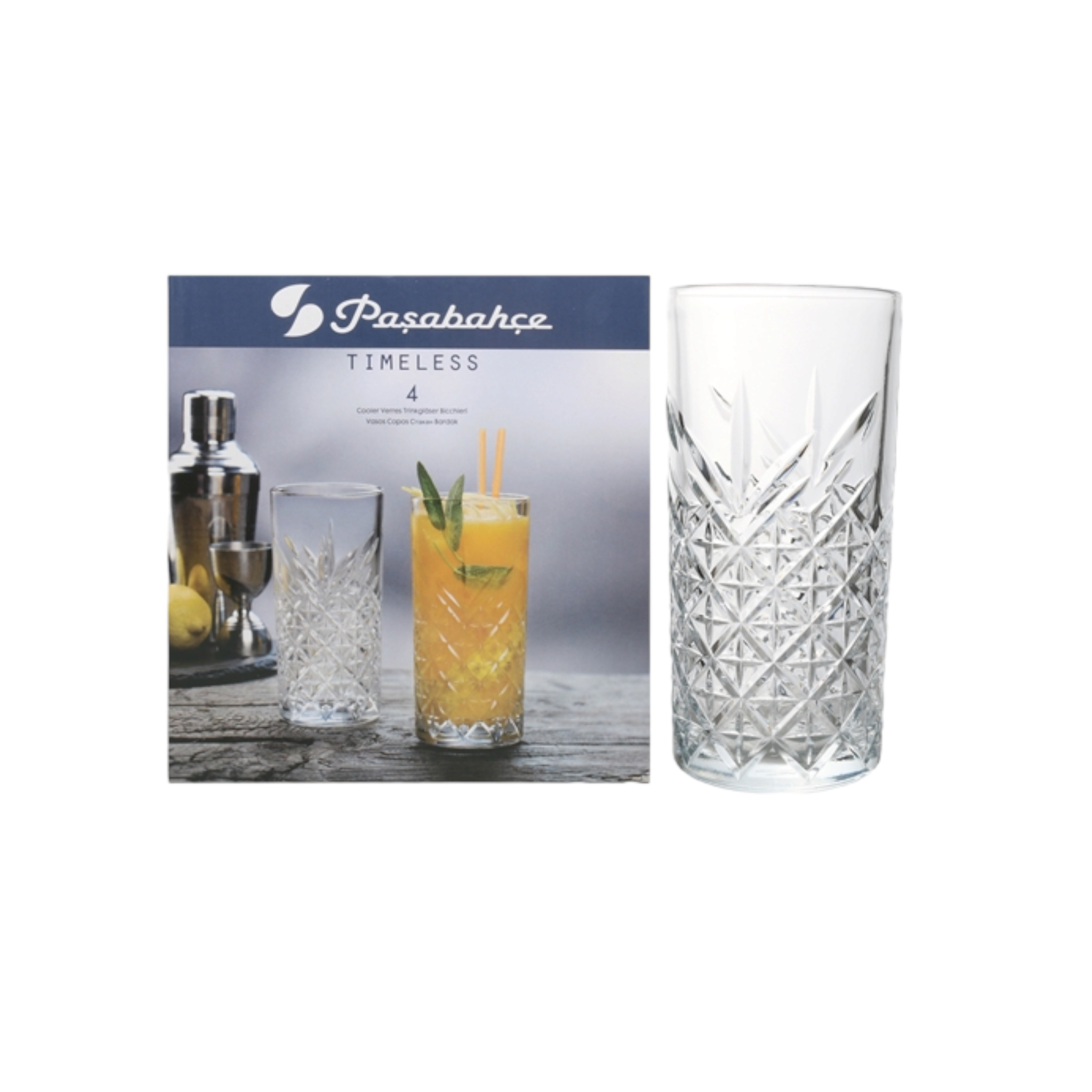 Pasabahce Tall Timeless Glass Tumbler 450ml 4pc 23774