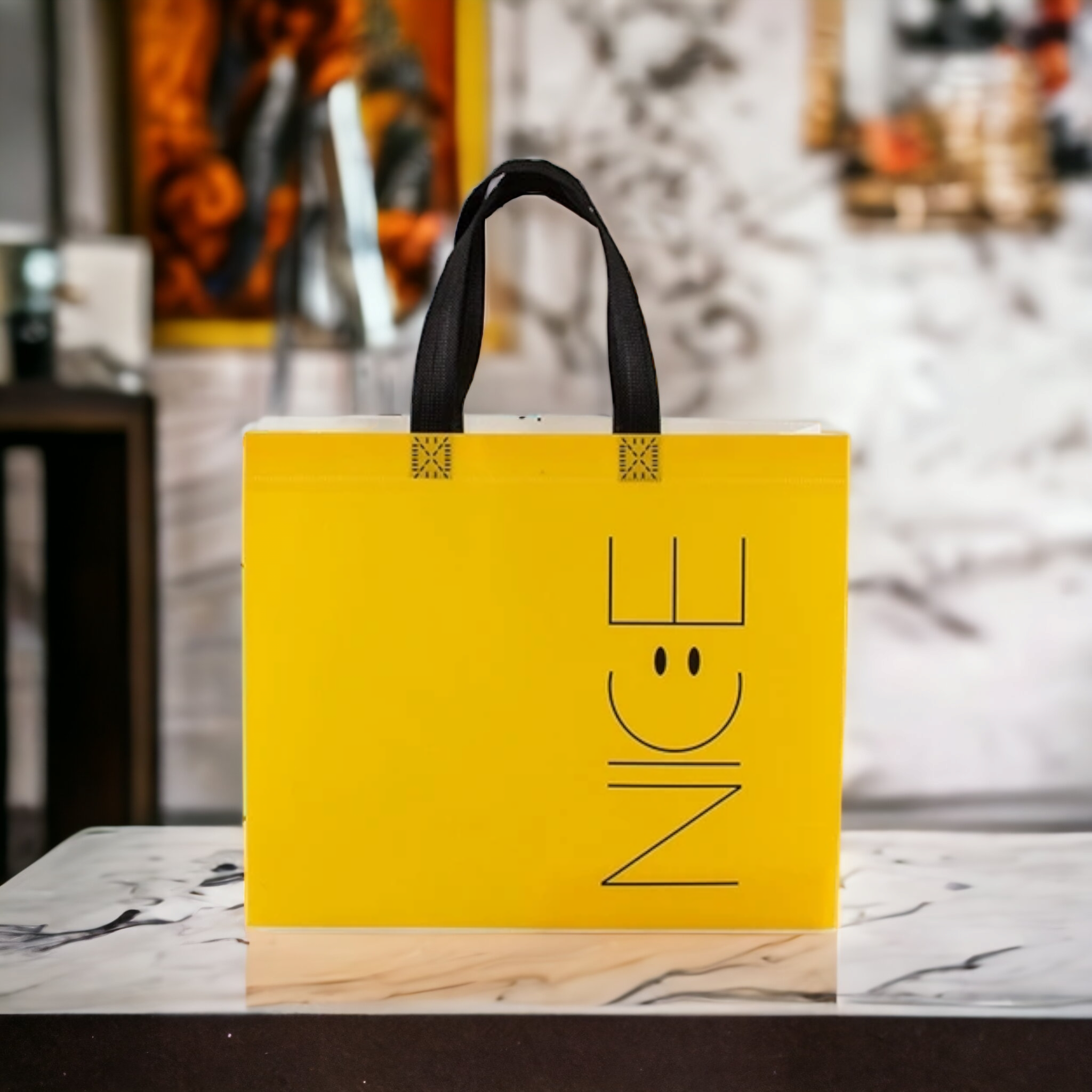 Non Woven Shopping Gift Bag Smilely Face 42x37x10cm