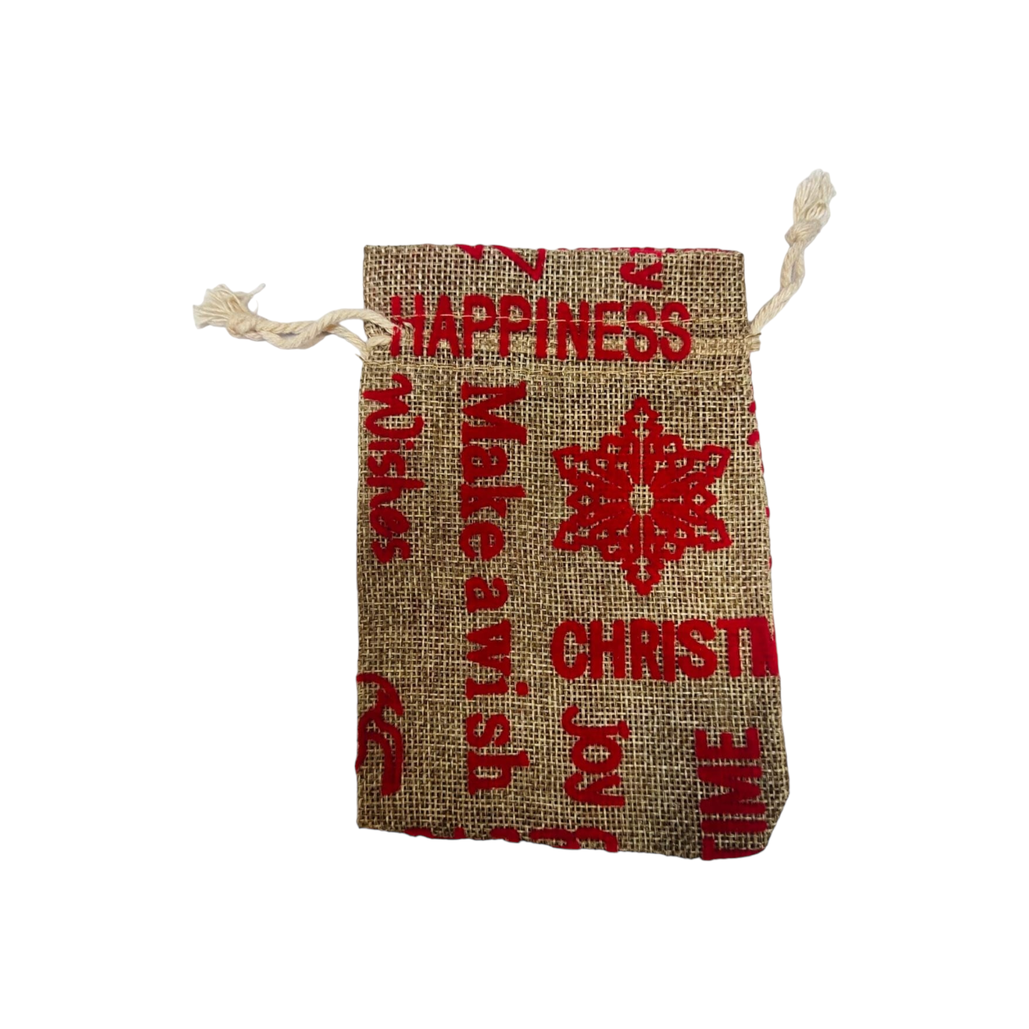 Hessian Festive Gift Bag Small 9x14cm