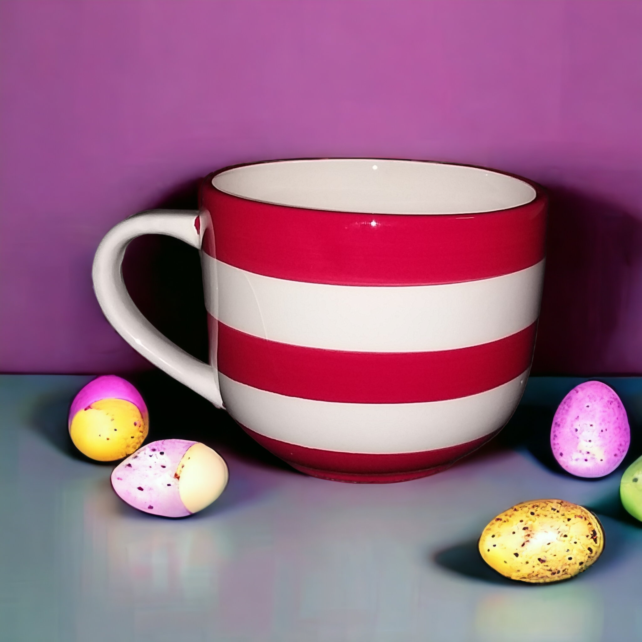 Ceramic Mug Red & White Candy Stripe