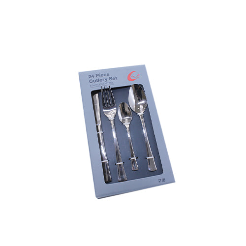 Cutlery Set In Box Grey 24pcs Stainless Steel SGN322