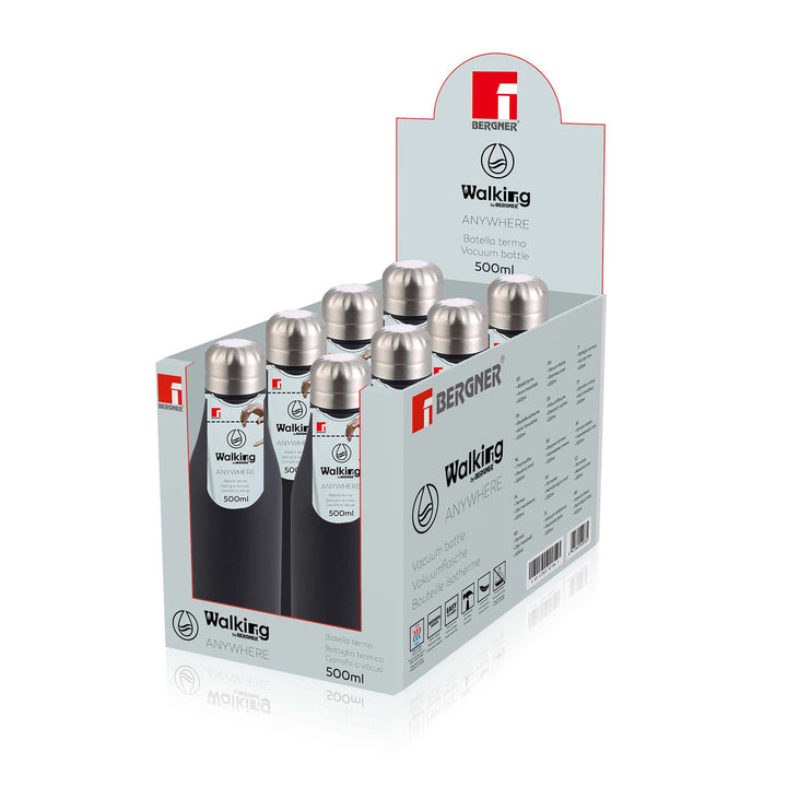 Bergner Sports Vacuum Flask 500ml Black Cola Bottle Stainless Steel SGN2188
