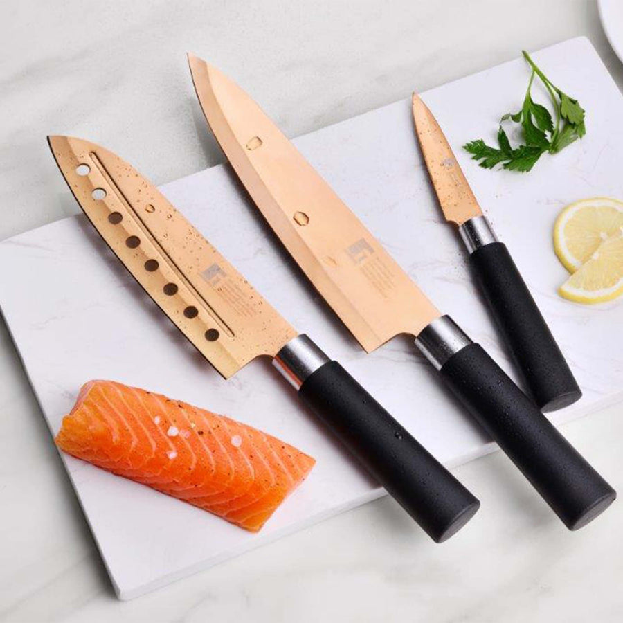 Bergner Chef Knive Set 3Pcs Samurai Copper Stainless Steel SGN2203