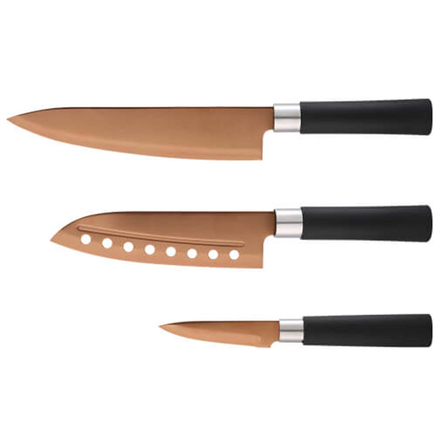 Bergner Chef Knive Set 3Pcs Samurai Copper Stainless Steel SGN2203