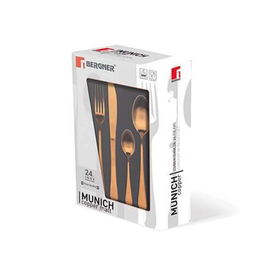 Bergner Cutlery Set 24 Pack Munich Copper Shiny Stainless Steel SGN2214