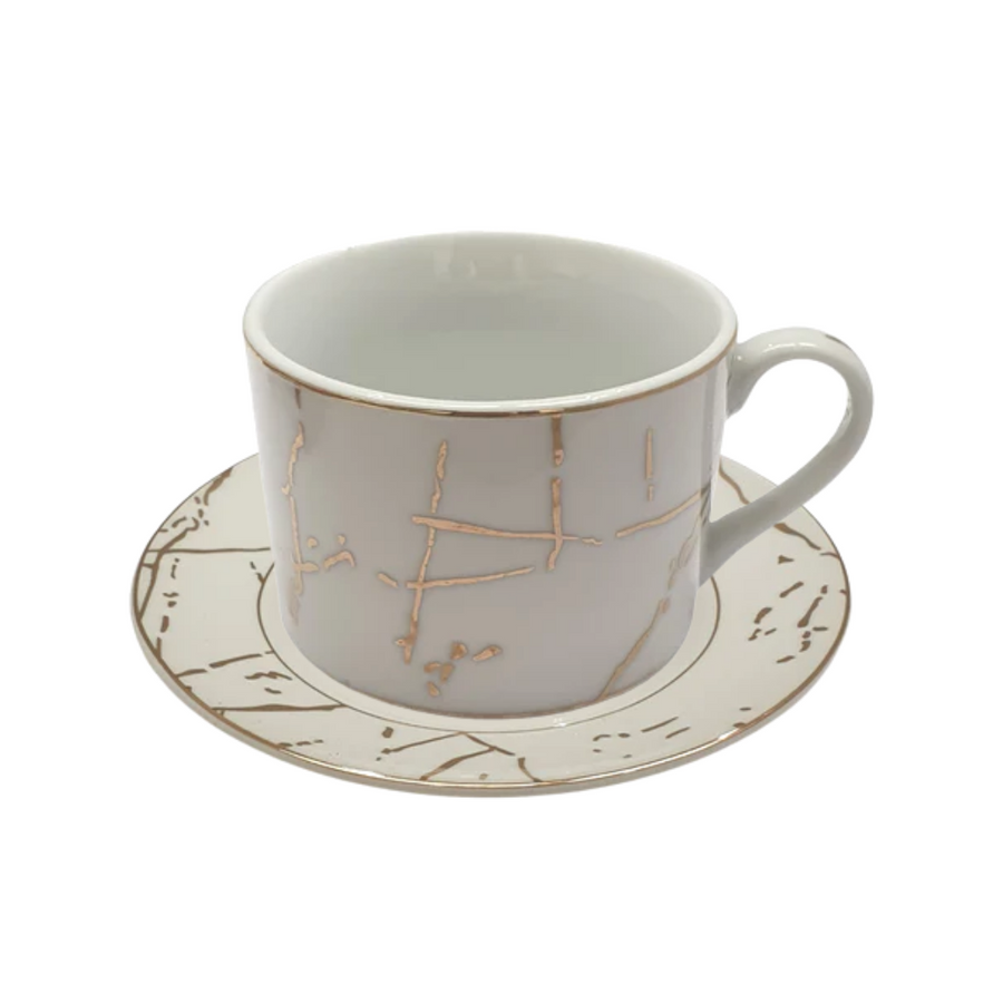 Ceramic Tea Cup and Saucer Set 12Pcs SGN2471 G2021B