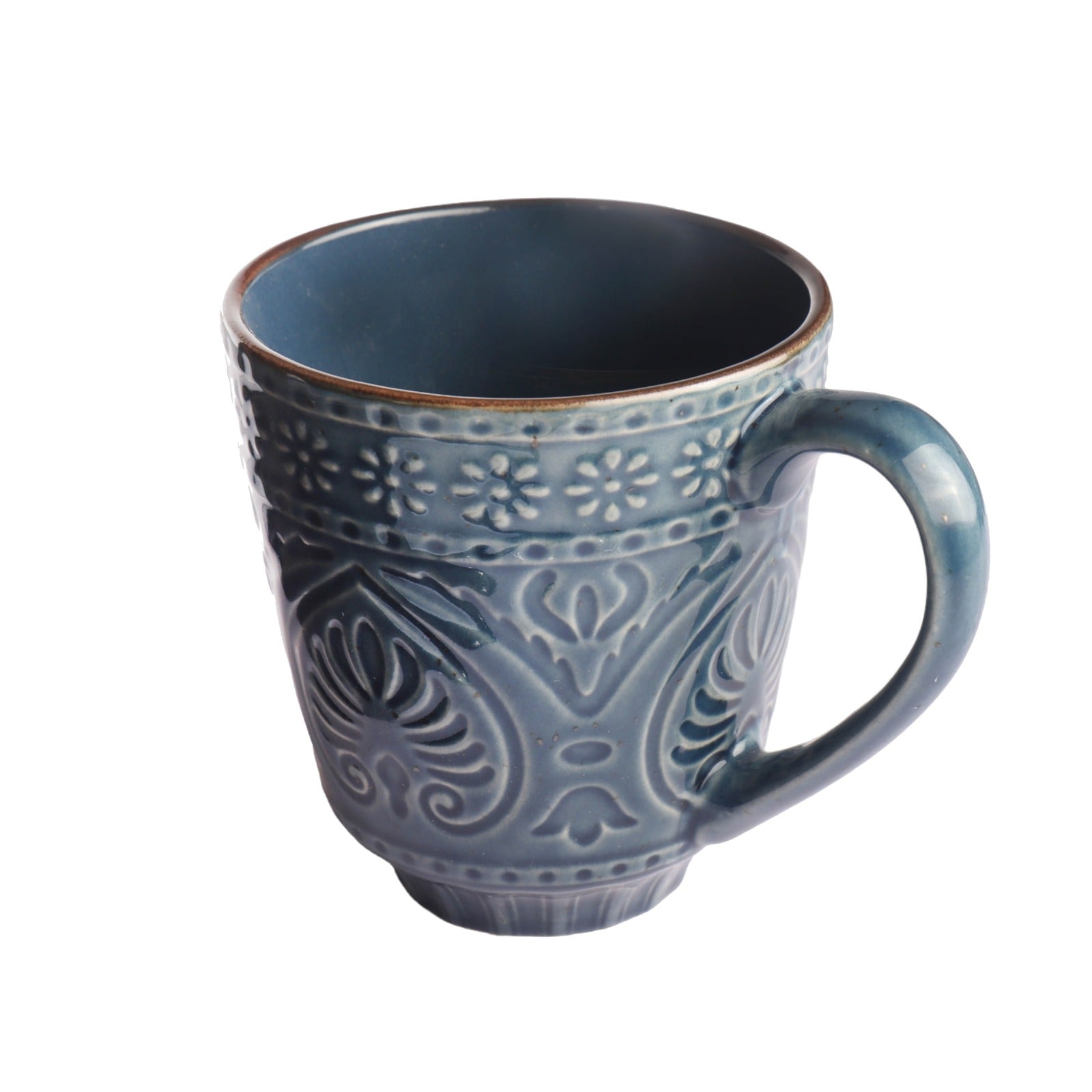 Ceramic Coffee Mug Embossed Reactive Design Colour SZL114-4B