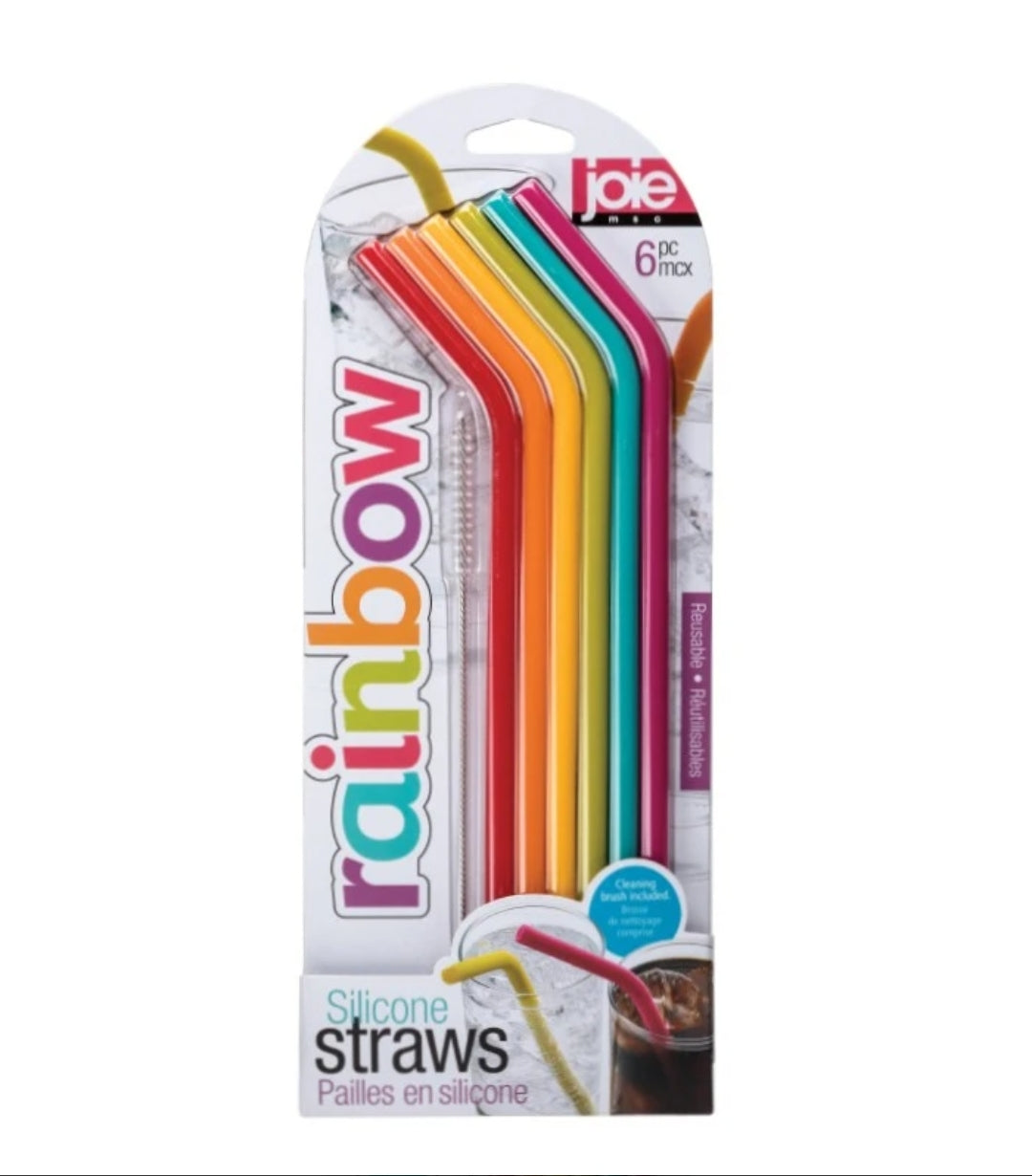Joie Eco Friendly Silicone Silicone Straw Rainbow Silicon 6pcs 15230