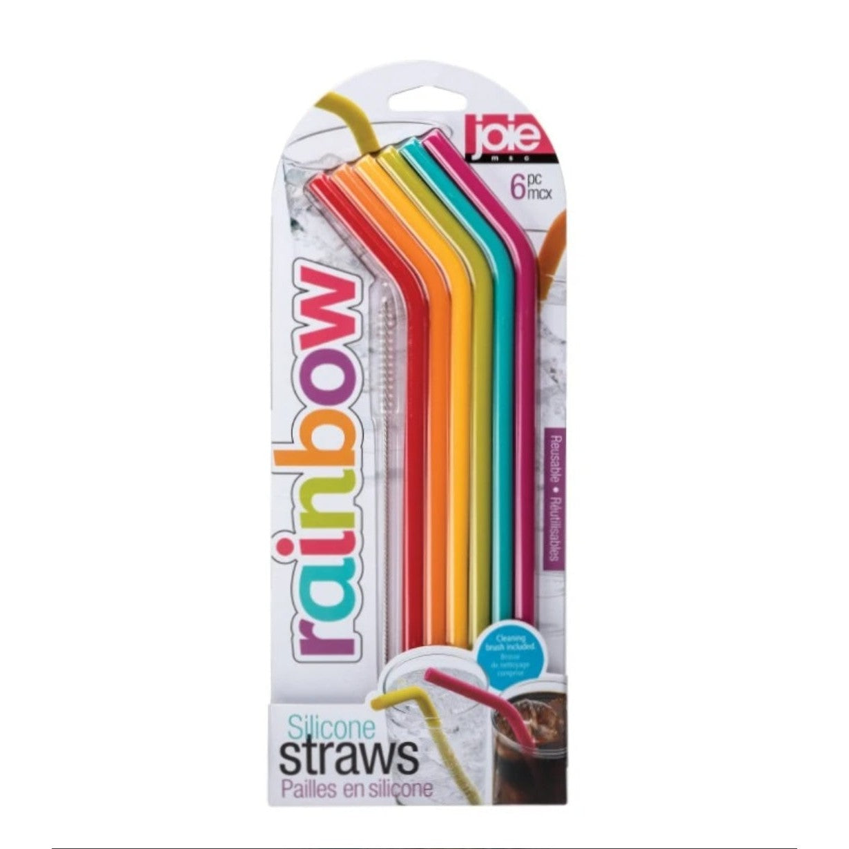 Joie Eco Friendly Silicone Silicone Straw Rainbow Silicon 6pcs 15230