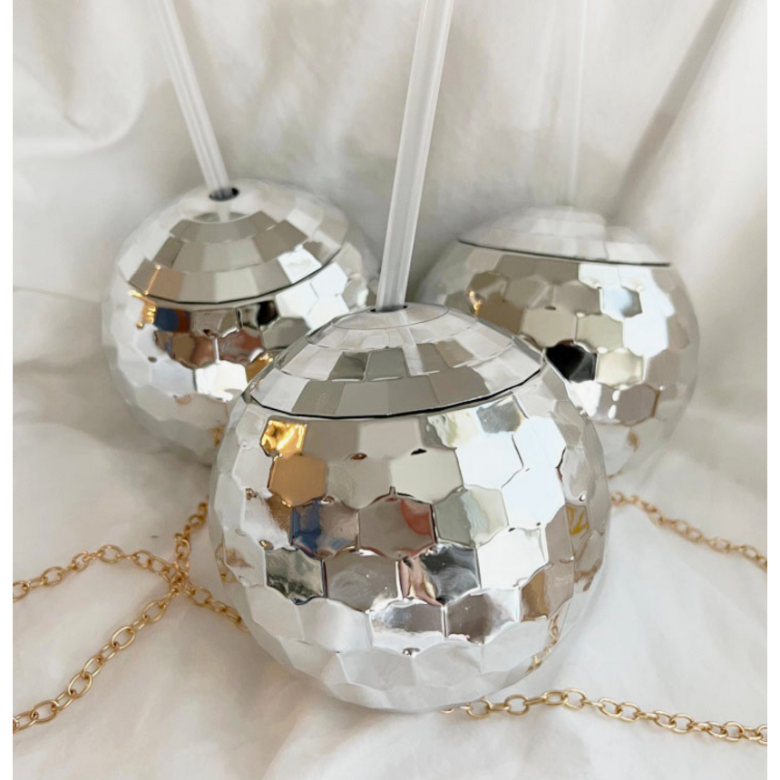 Disco Ball Smoothie Tumbler 550ml with Straw