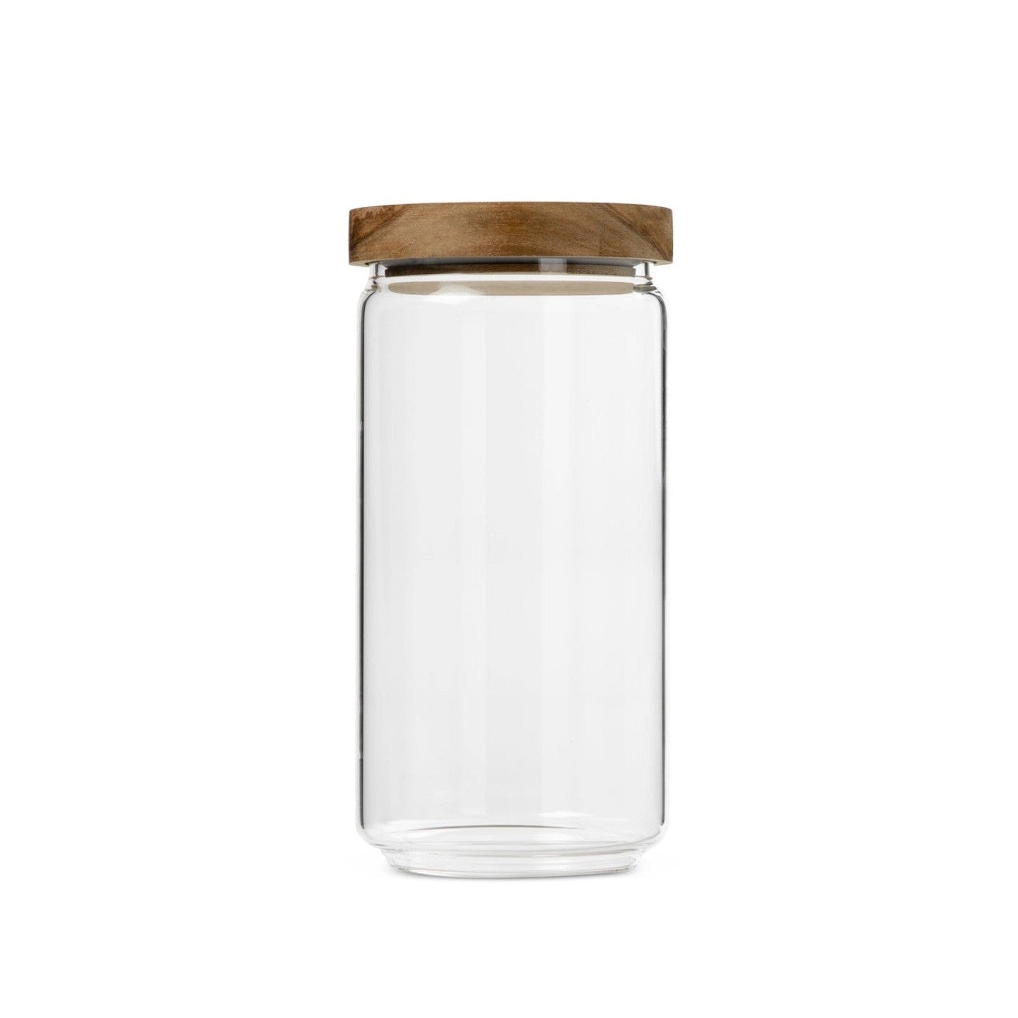 Aqua Glass Canister 1L with Wooden Lid Acacia 27122